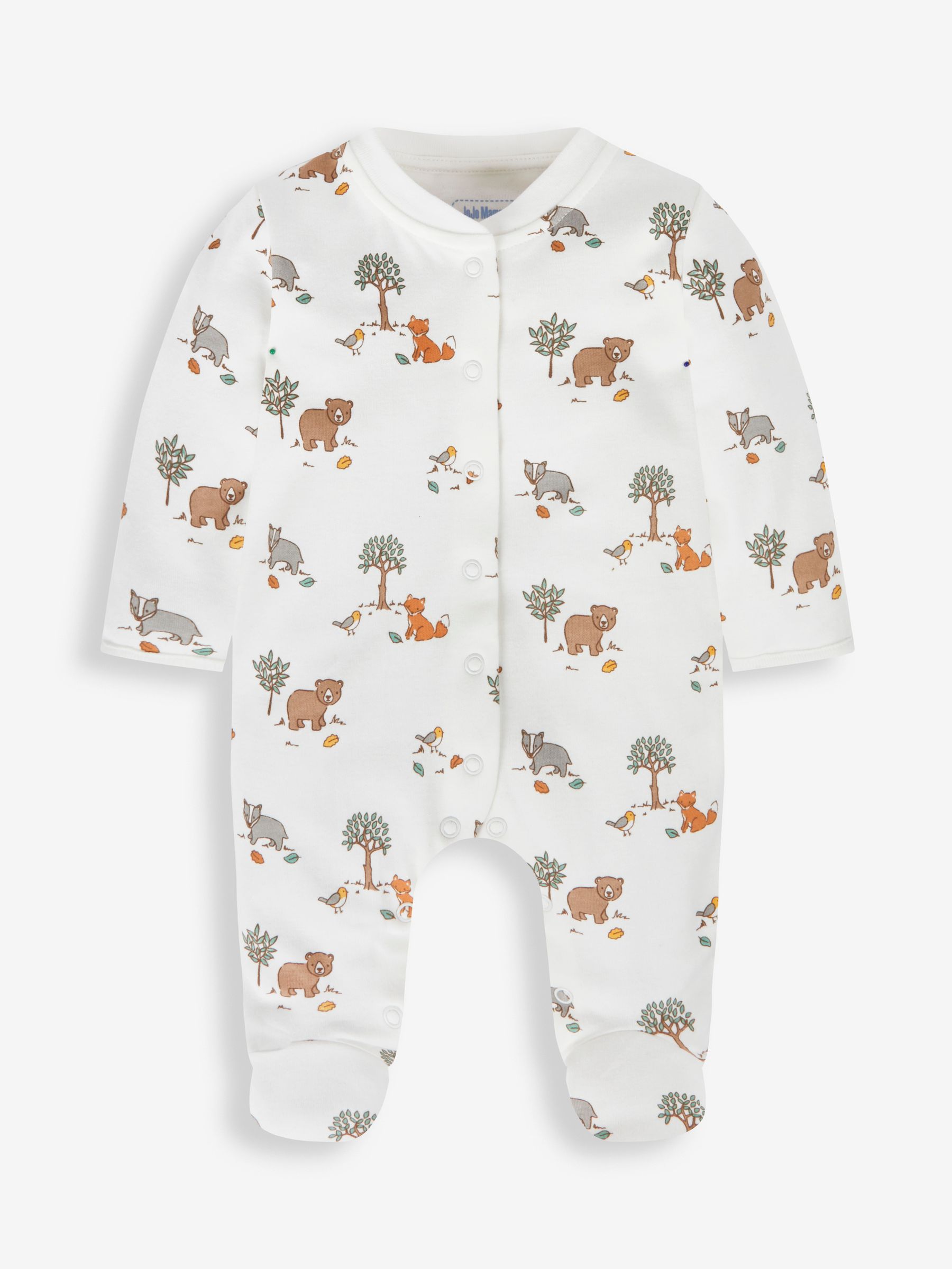 Cream Woodland Print Cotton Baby Sleepsuit - Image 1 of 2