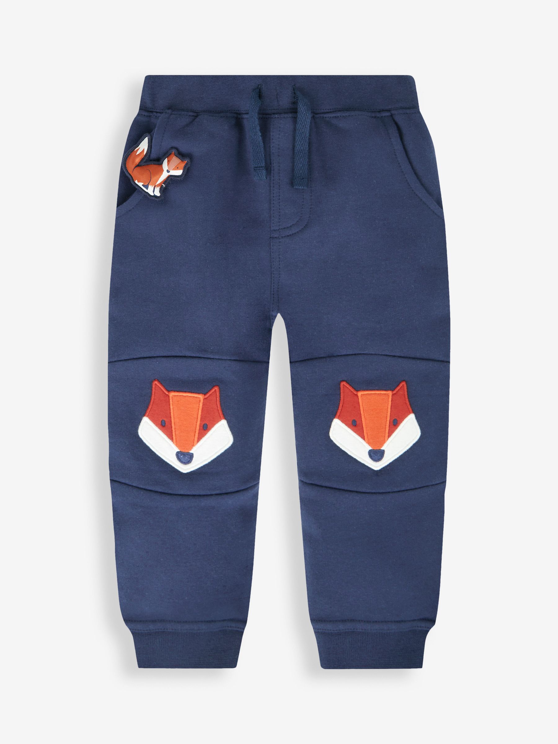 Navy Blue Fox Appliqué Knee Pet in Pocket Joggers - Image 1 of 3