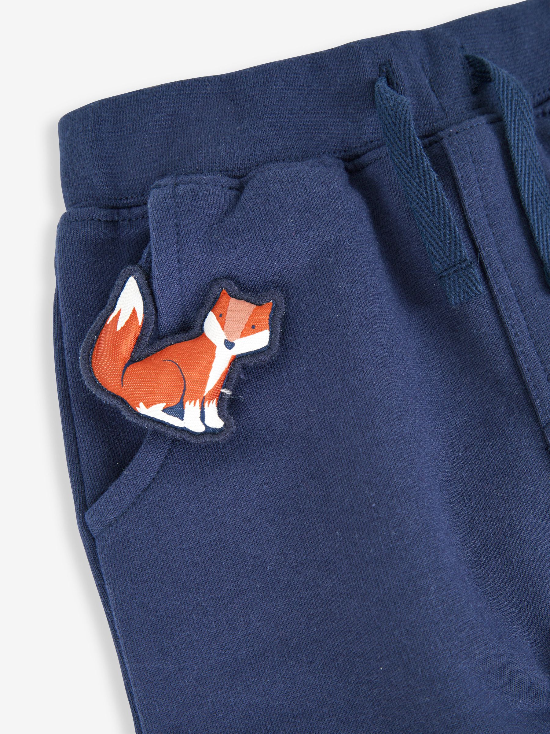 Navy Blue Fox Appliqué Knee Pet in Pocket Joggers - Image 2 of 3