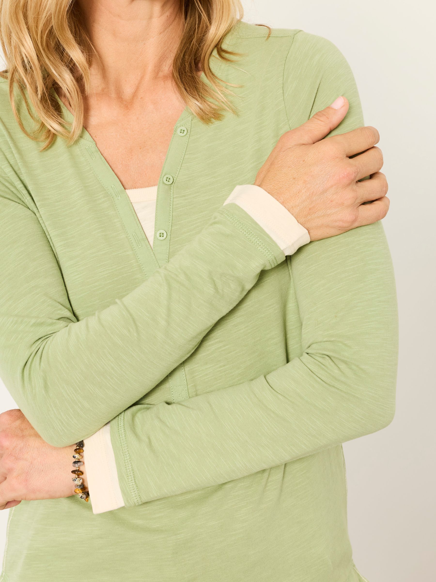 Mia Light Green Henley Top - Image 4 of 5