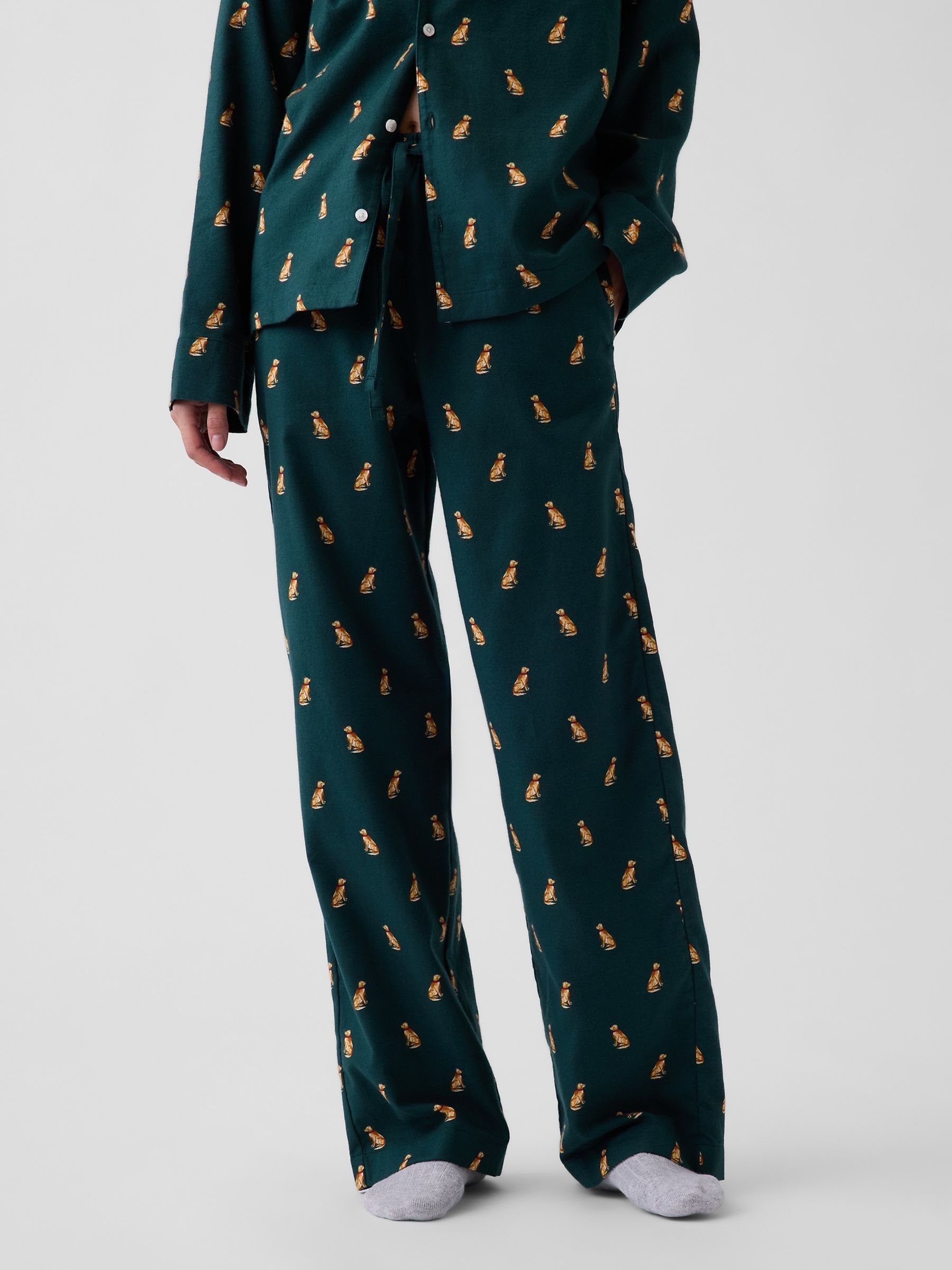 Green Dog Print Softest Flannel Pyjama Bottoms - Image 4 of 5