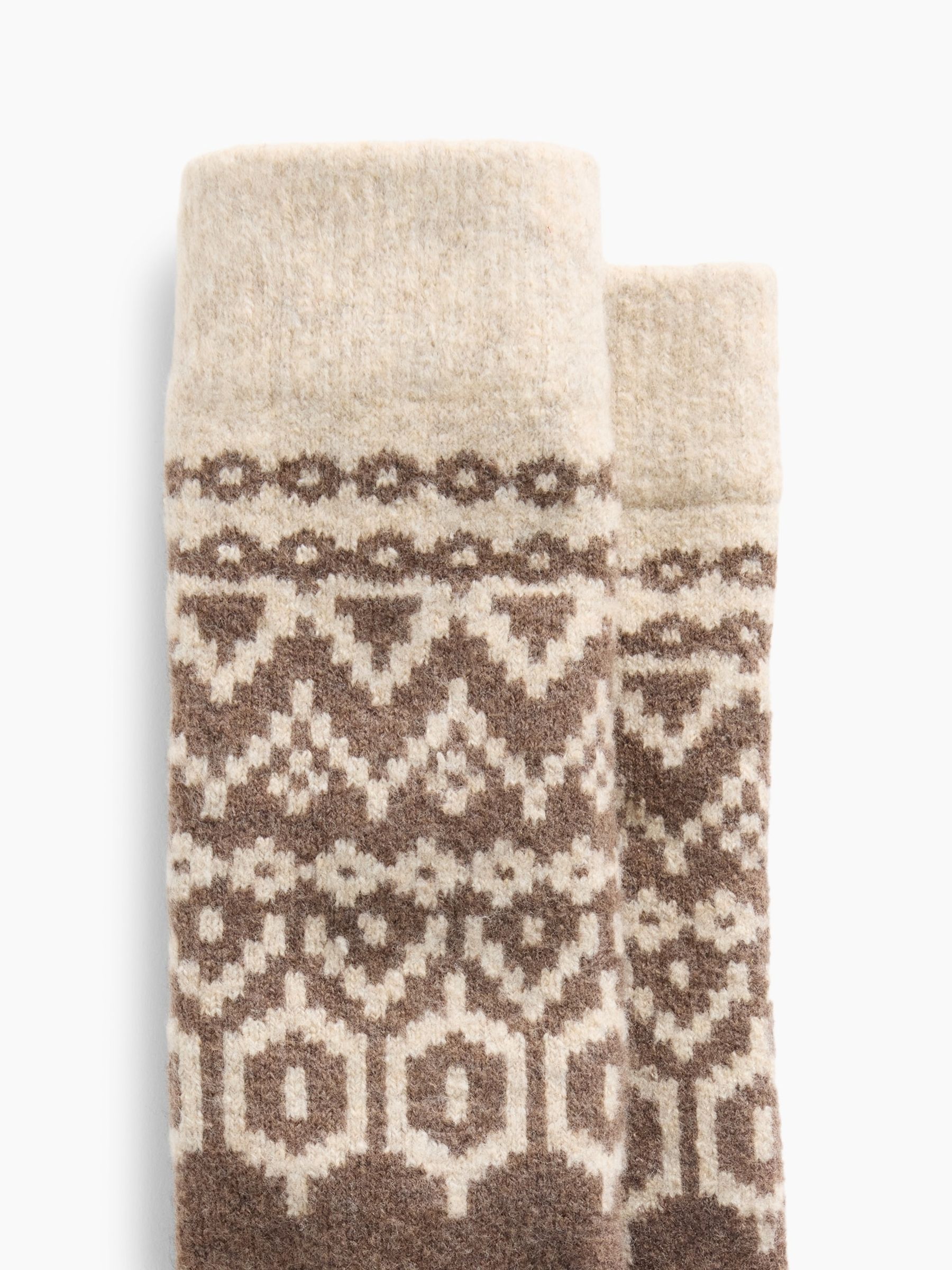 Brown Fair Isle CashSoft Crew Socks - Image 2 of 2