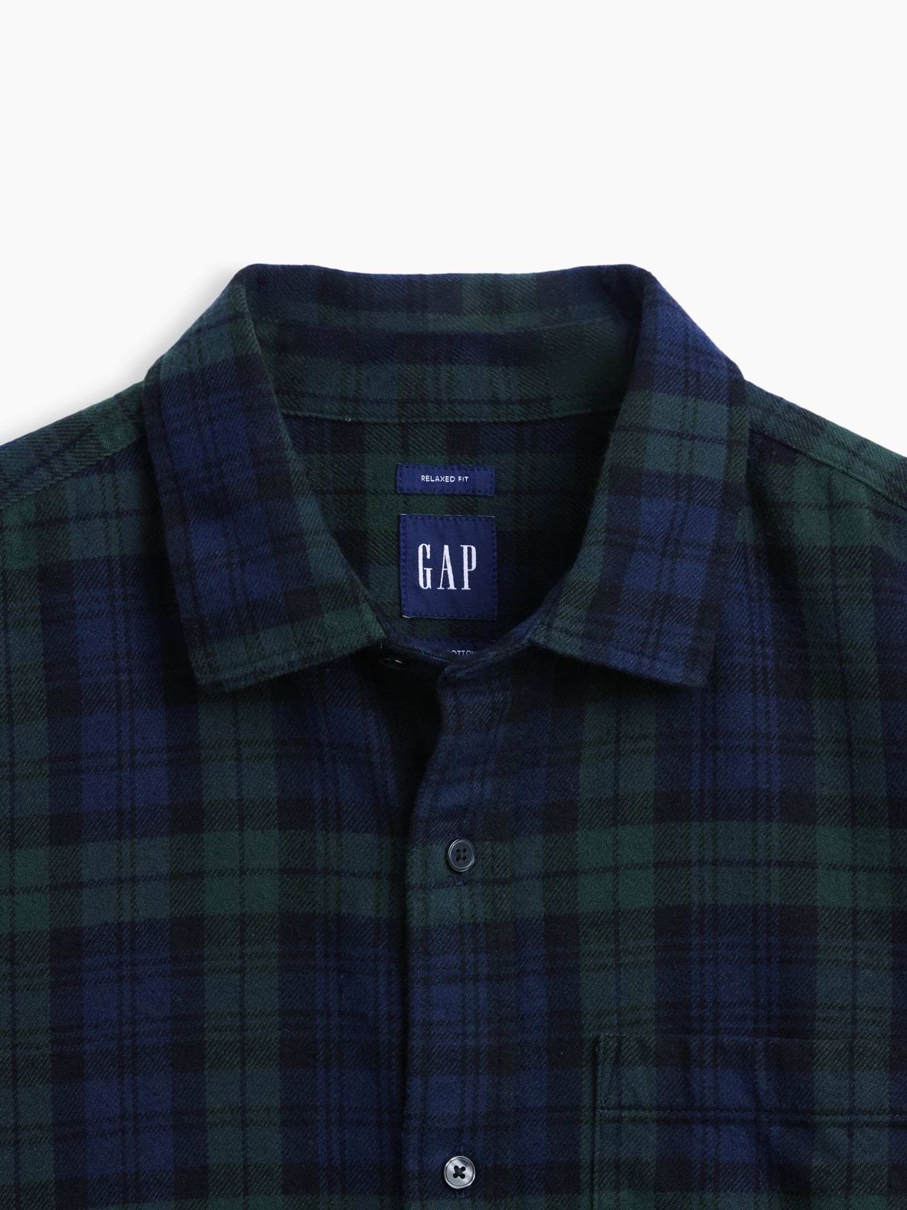 Navy & Green Check Relaxed Flannel Shirt - Image 4 of 4 Navy & Green Check Relaxed Flannel Shirt - Image 4 of 4
