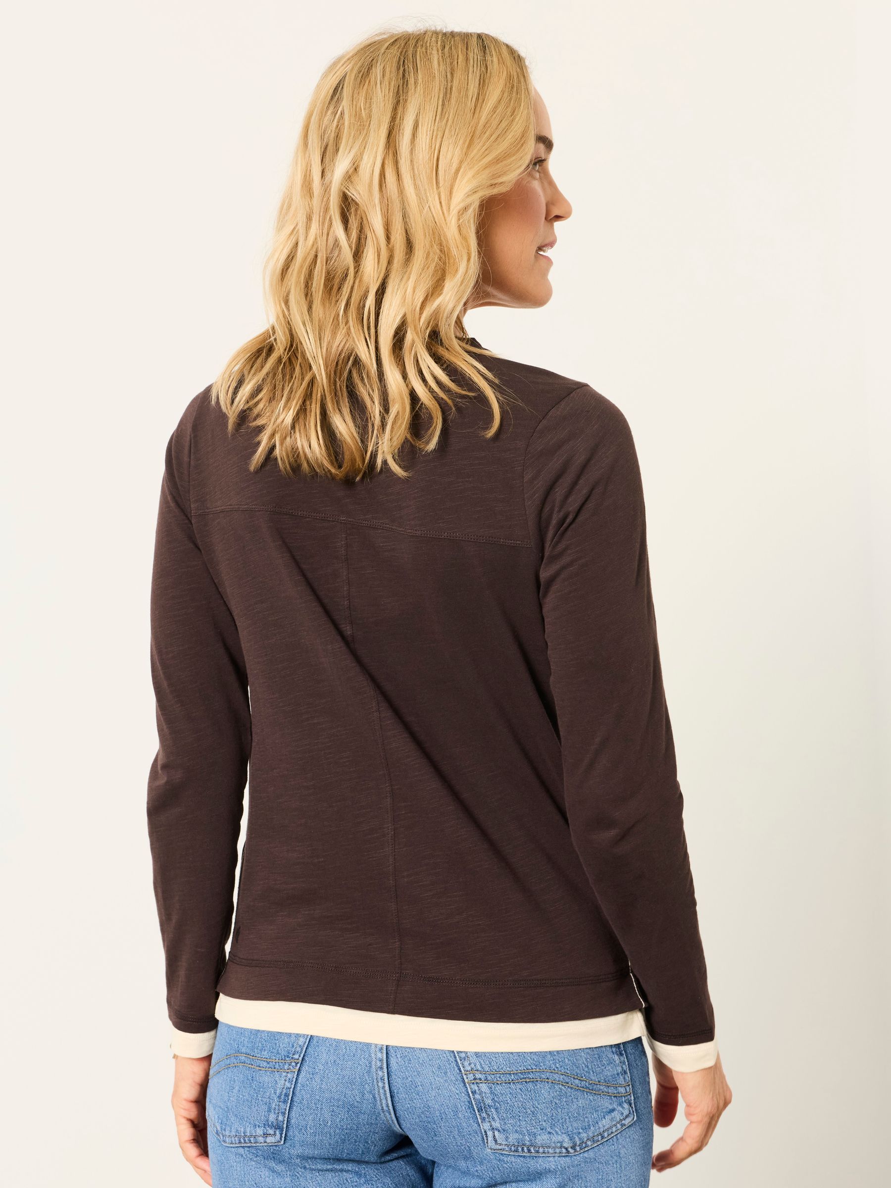 Mia Chocolate Brown Henley Top - Image 2 of 5