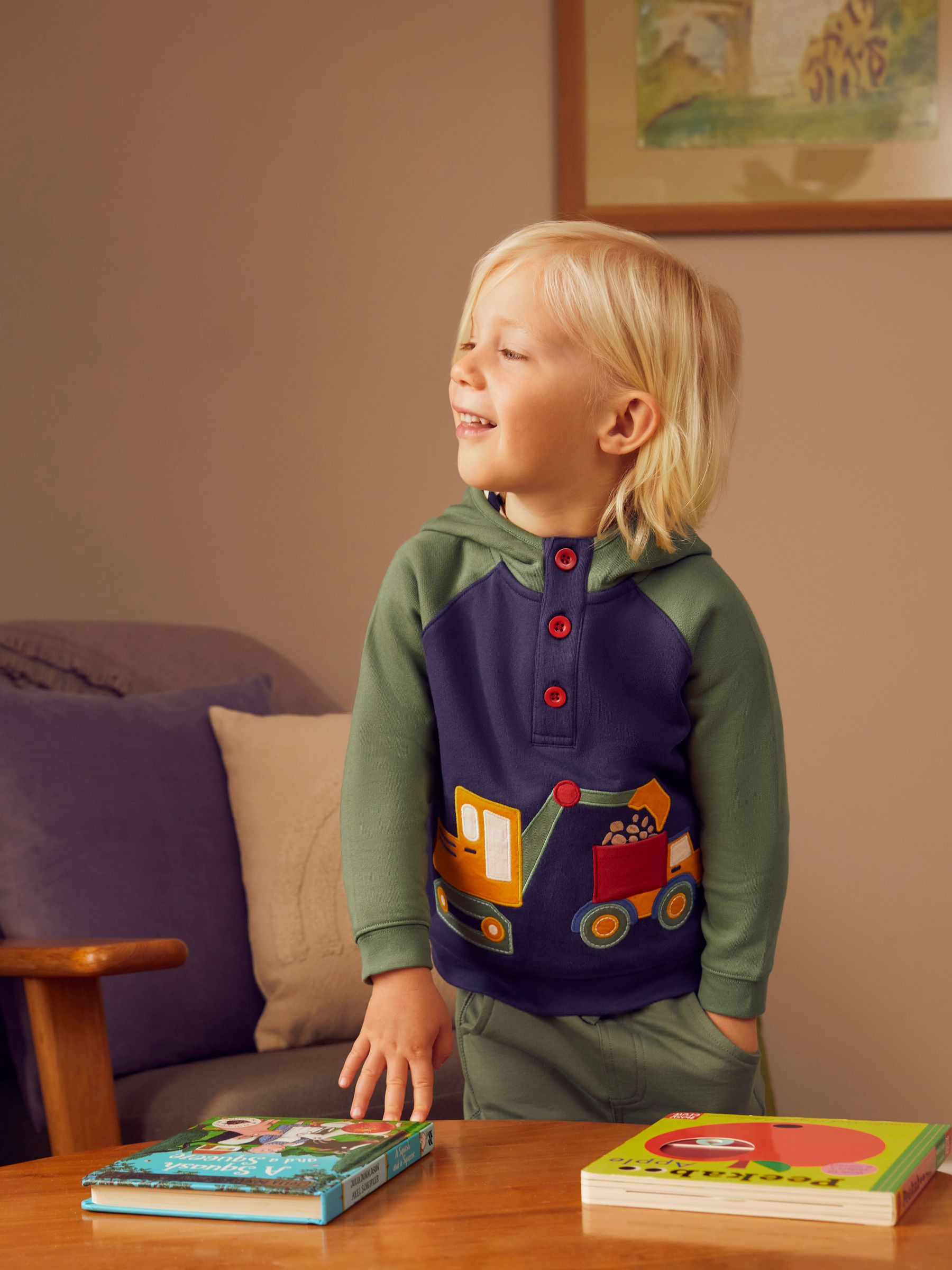 Navy Blue Digger Appliqué Hooded Sweatshirt - Image 2 of 5