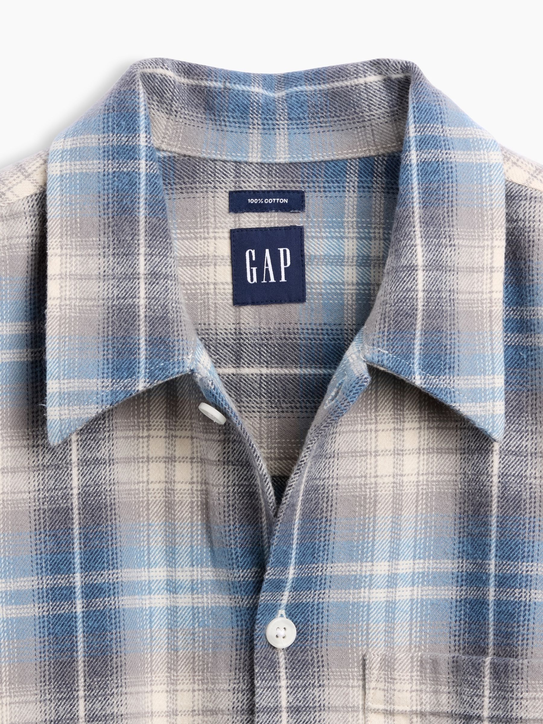 Blue Check Relaxed Straight-Hem Flannel Shirt - Image 4 of 4