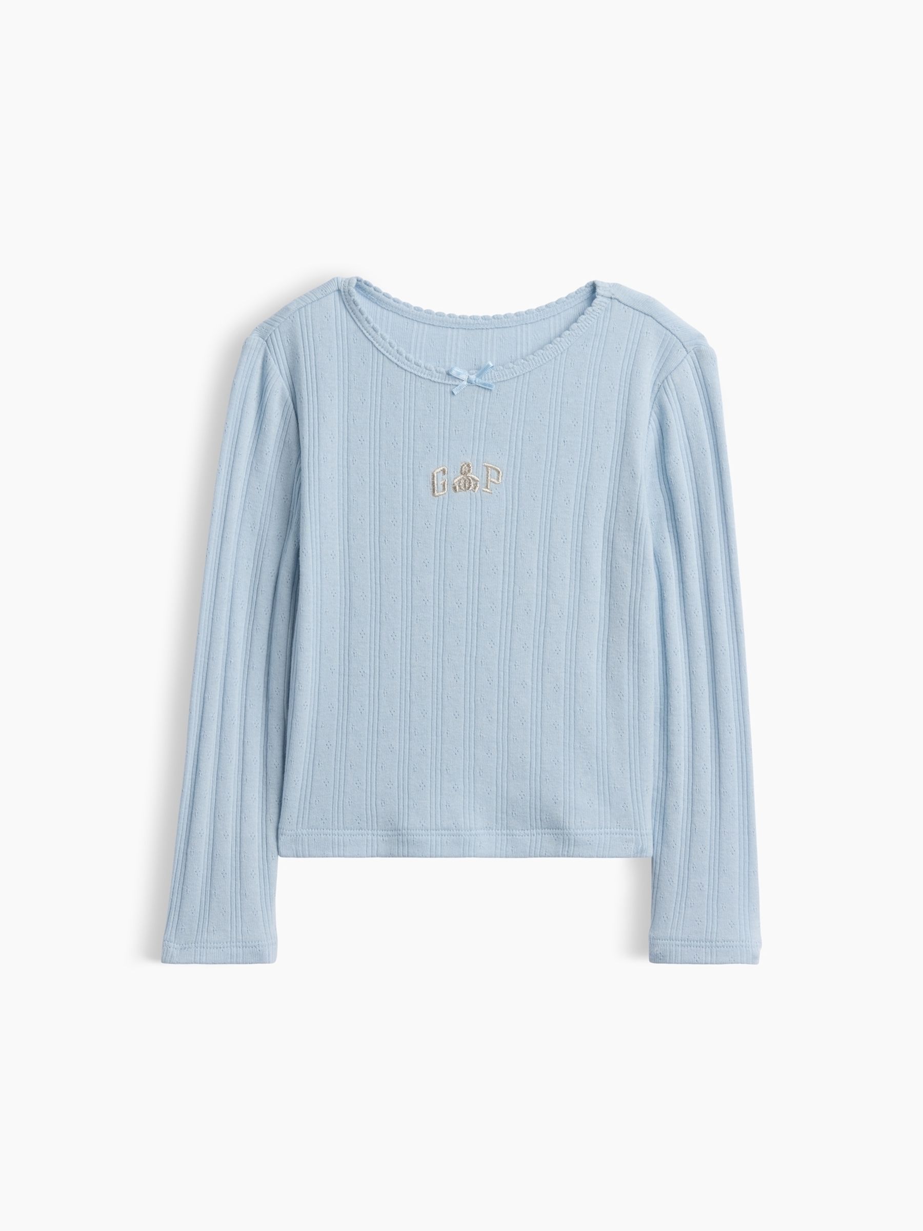 Light Blue Arch Logo Pointelle Long Sleeve T-Shirt - Image 1 of 3