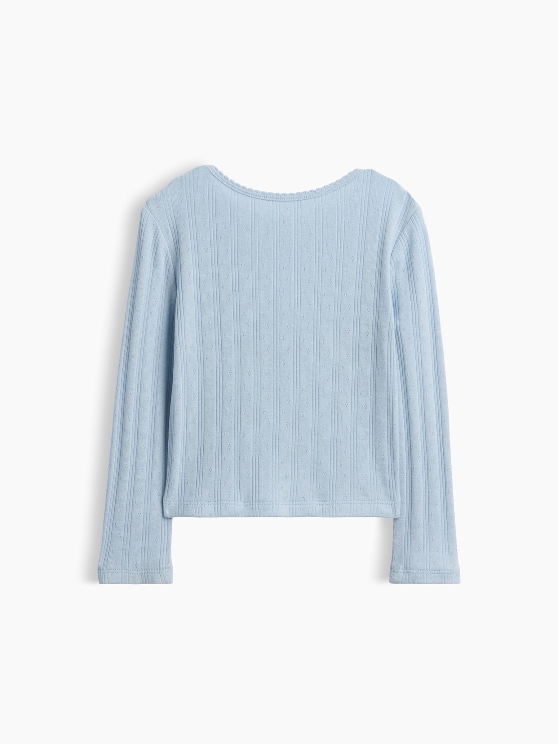 Light Blue Arch Logo Pointelle Long Sleeve T-Shirt - Image 2 of 3 Light Blue Arch Logo Pointelle Long Sleeve T-Shirt - Image 2 of 3