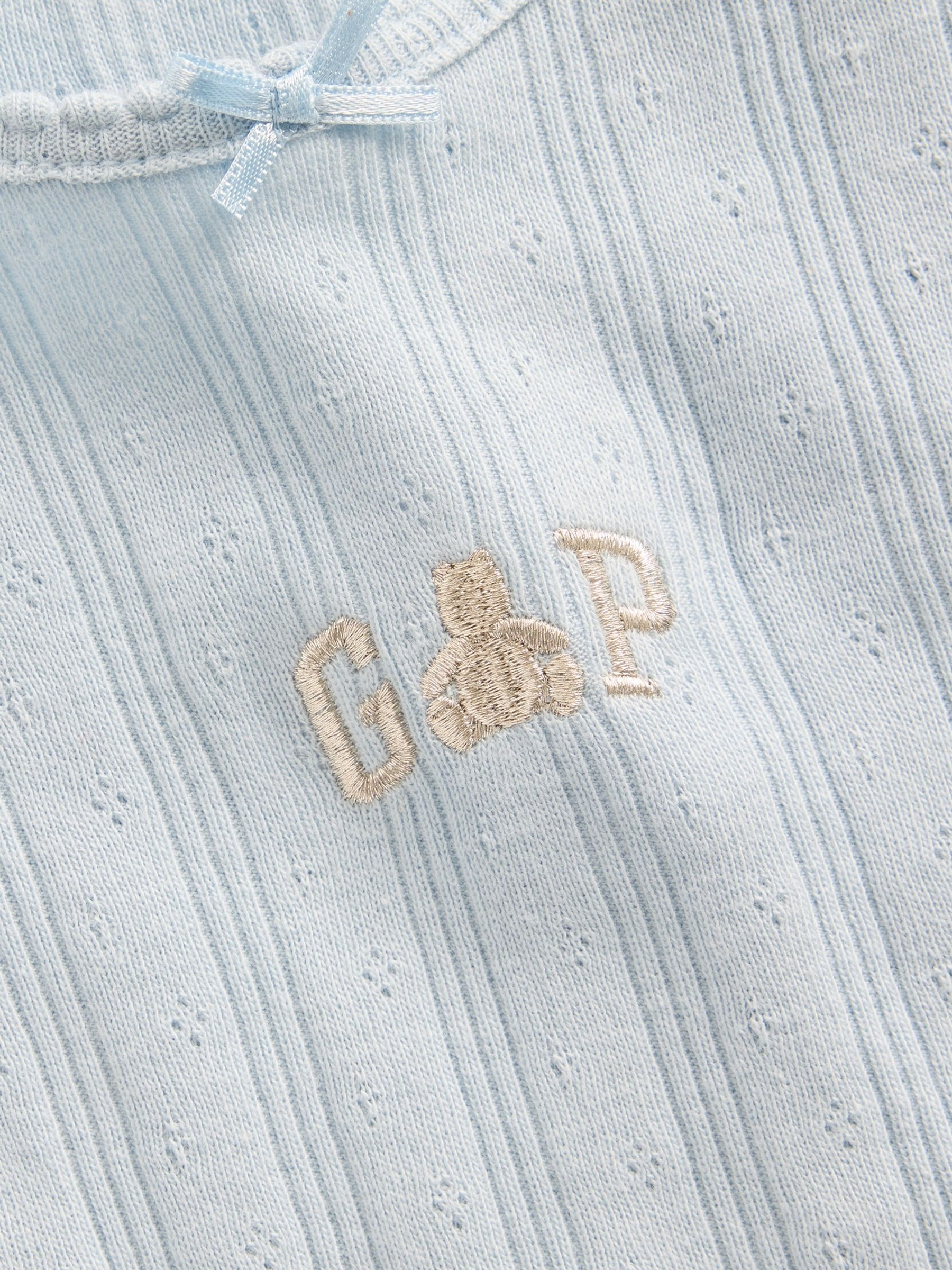 Light Blue Arch Logo Pointelle Long Sleeve T-Shirt - Image 3 of 3