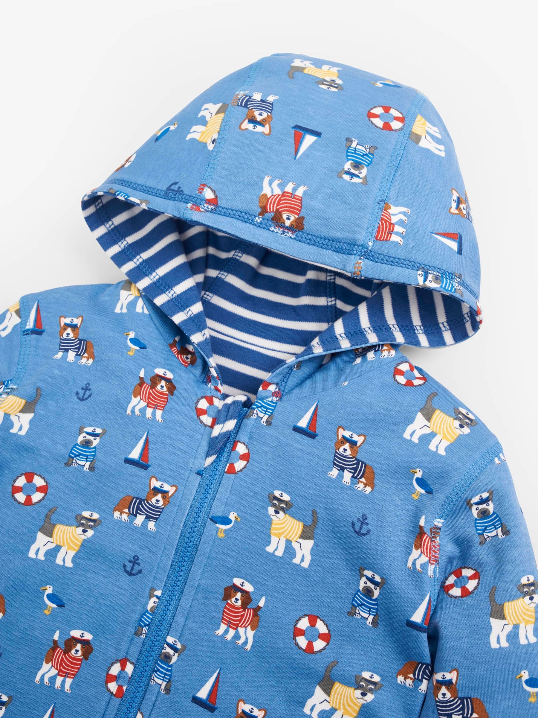 Indigo Kids Nautical Dog Appliqué Reversible Hoodie - Image 4 of 5