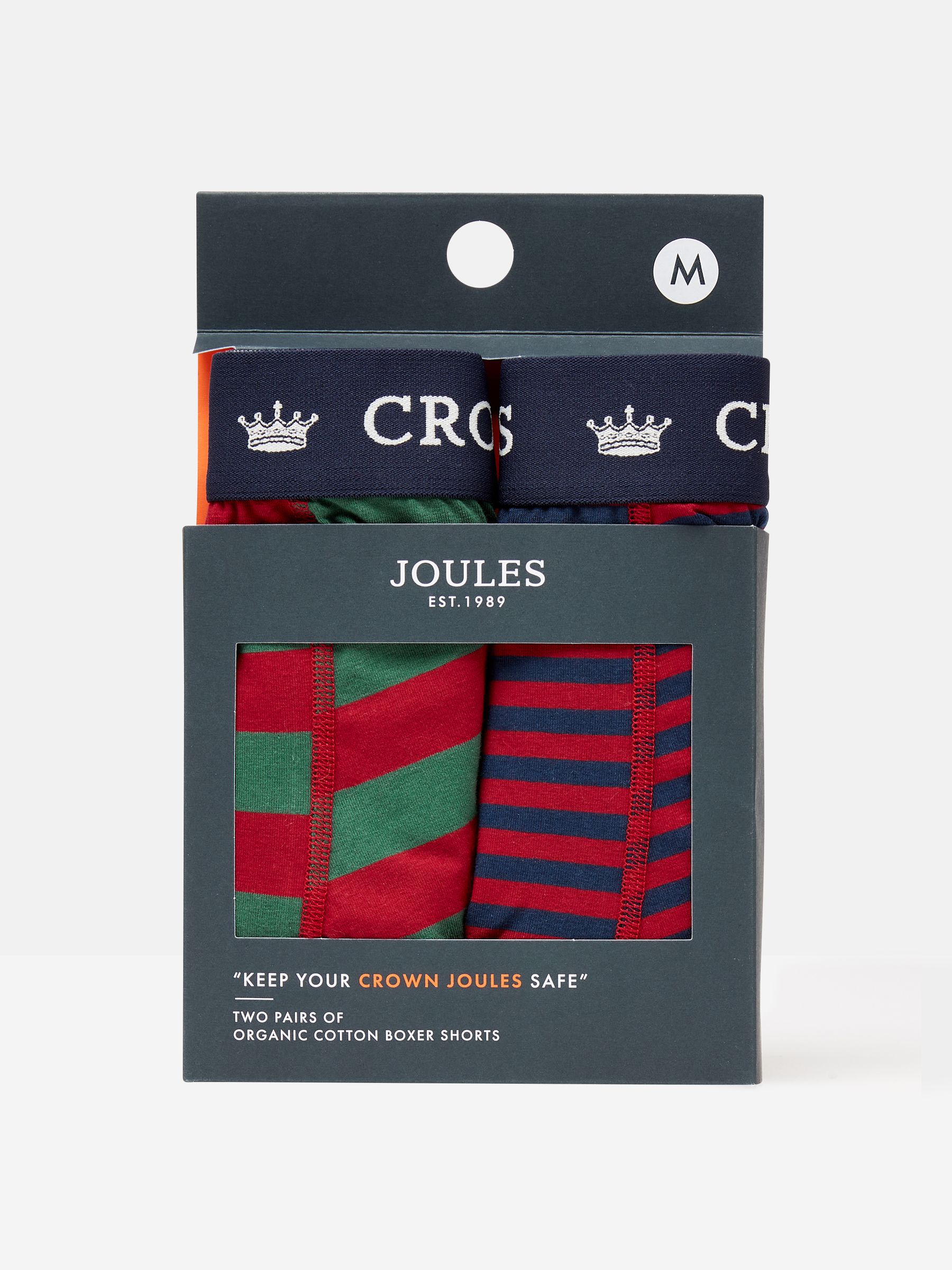 Crown Joules Red Stripe Cotton Boxer Briefs (2 Pack) - Image 1 of 4