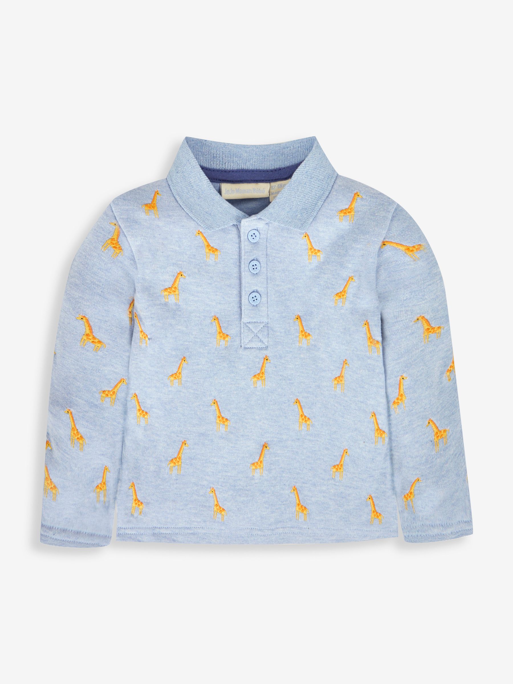 Blue Boys' Giraffe Embroidered Polo Shirt - Image 1 of 3
