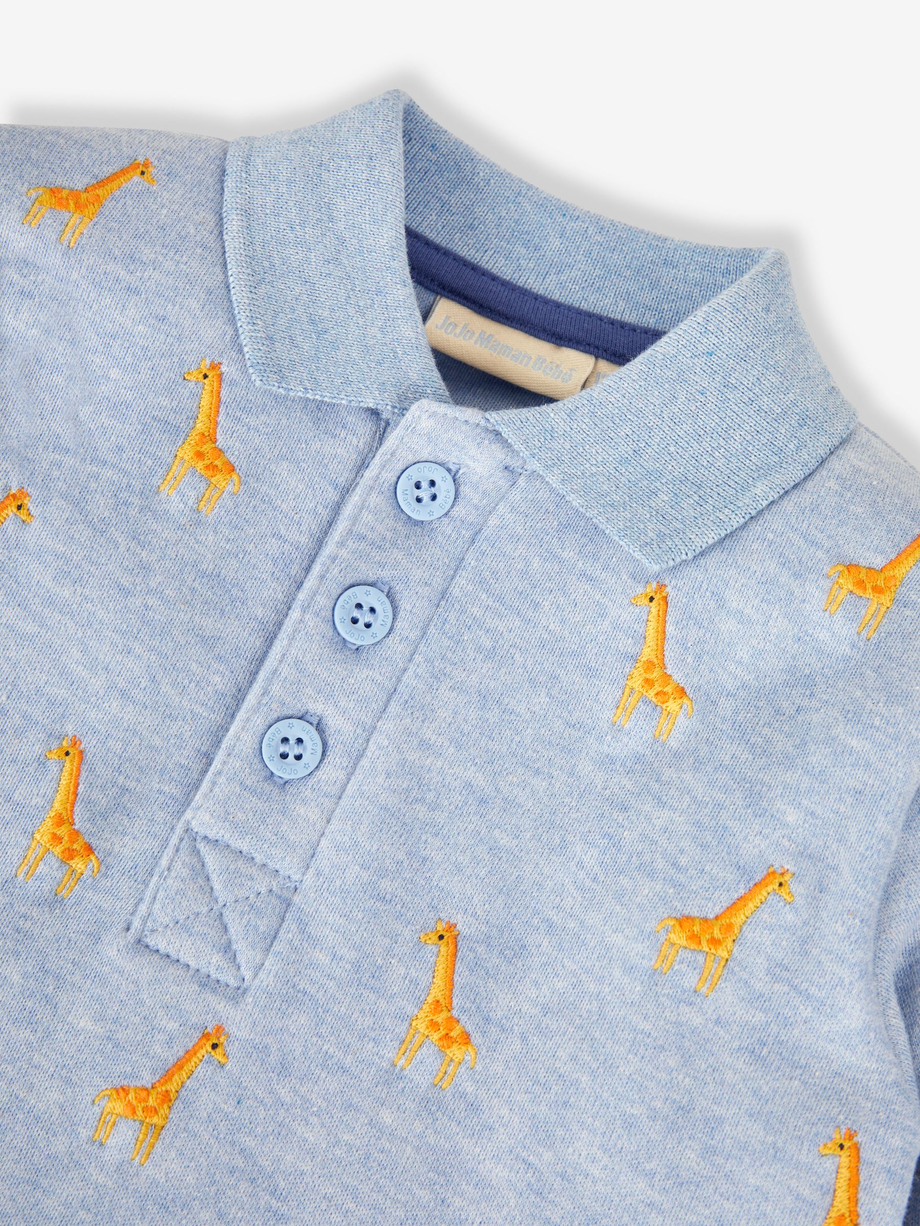 Blue Boys' Giraffe Embroidered Polo Shirt - Image 2 of 3
