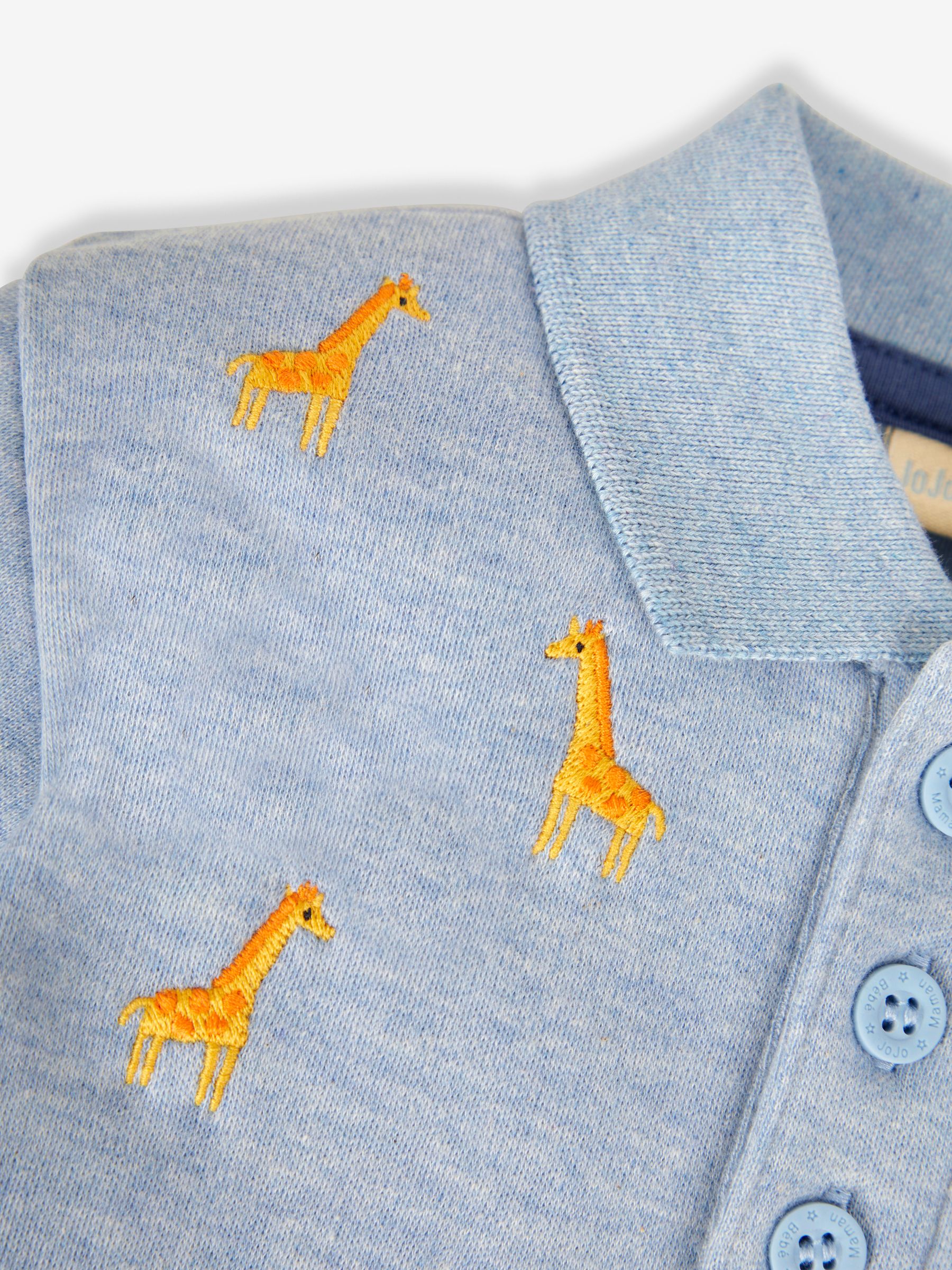 Blue Boys' Giraffe Embroidered Polo Shirt - Image 3 of 3