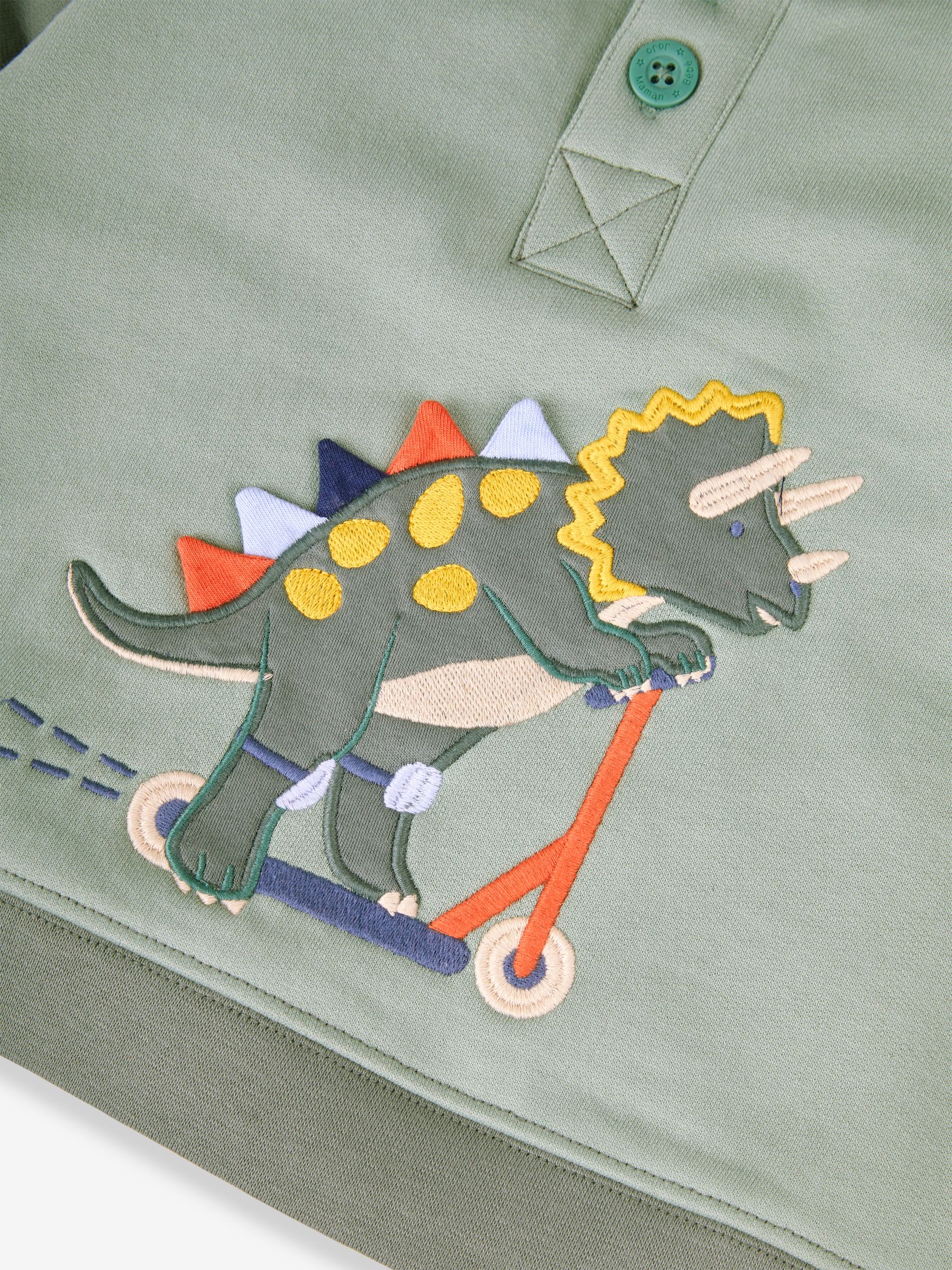 Khaki Green Triceratops Boys' Appliqué Novelty Hoodie - Image 3 of 3