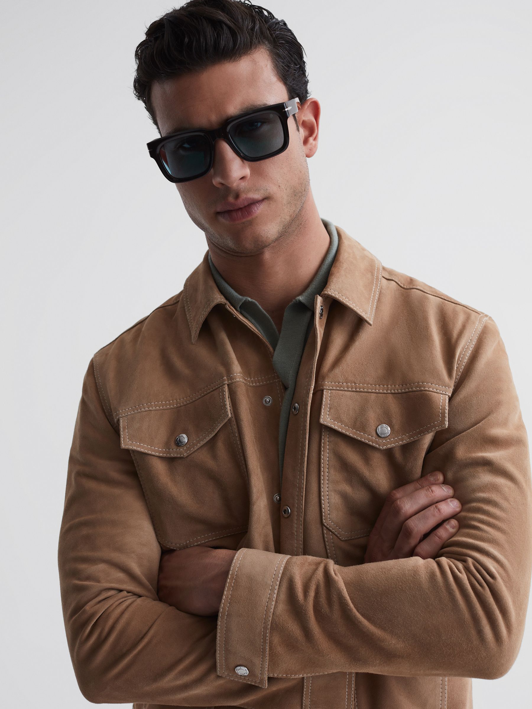Eyewear by David Beckham Square Sunglasses in Black - Image 2 of 5 Eyewear by David Beckham Square Sunglasses in Black - Image 2 of 5