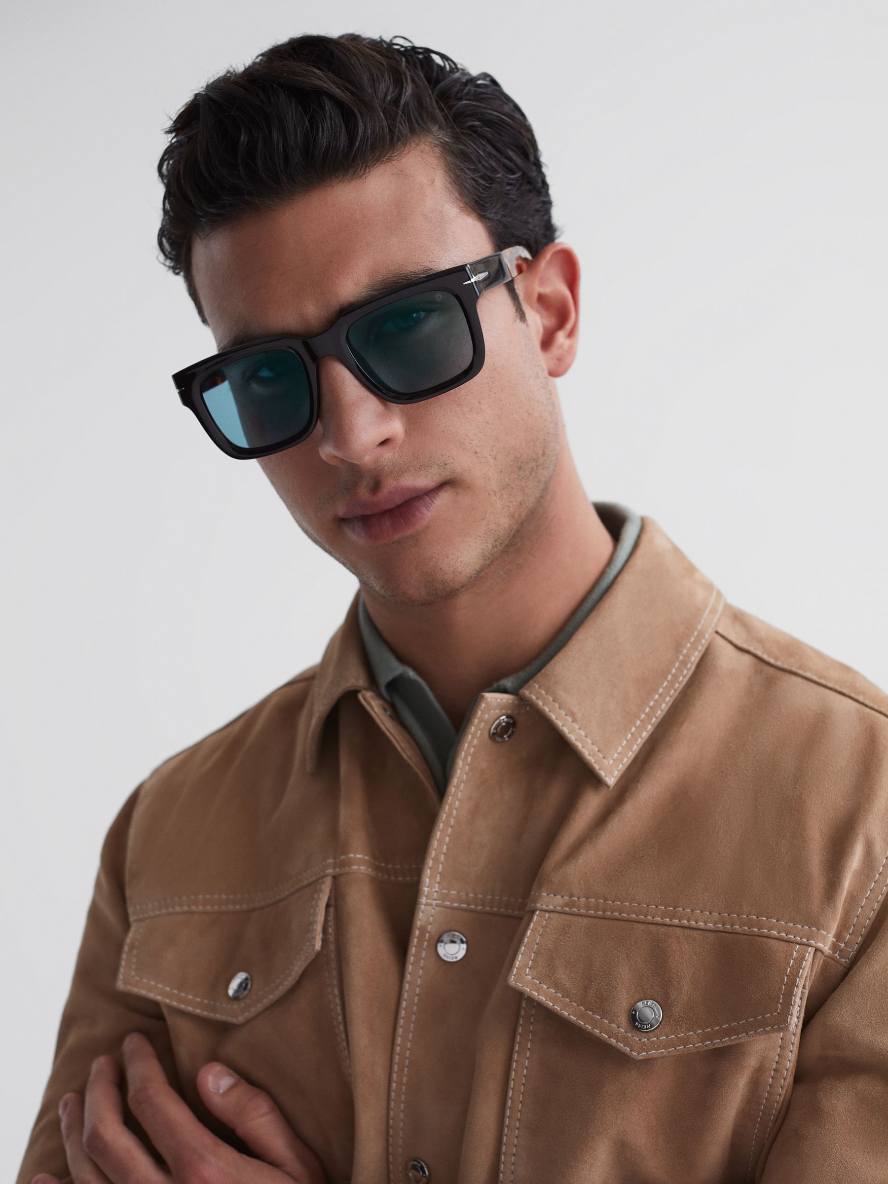 Eyewear by David Beckham Square Sunglasses in Black - Image 3 of 5