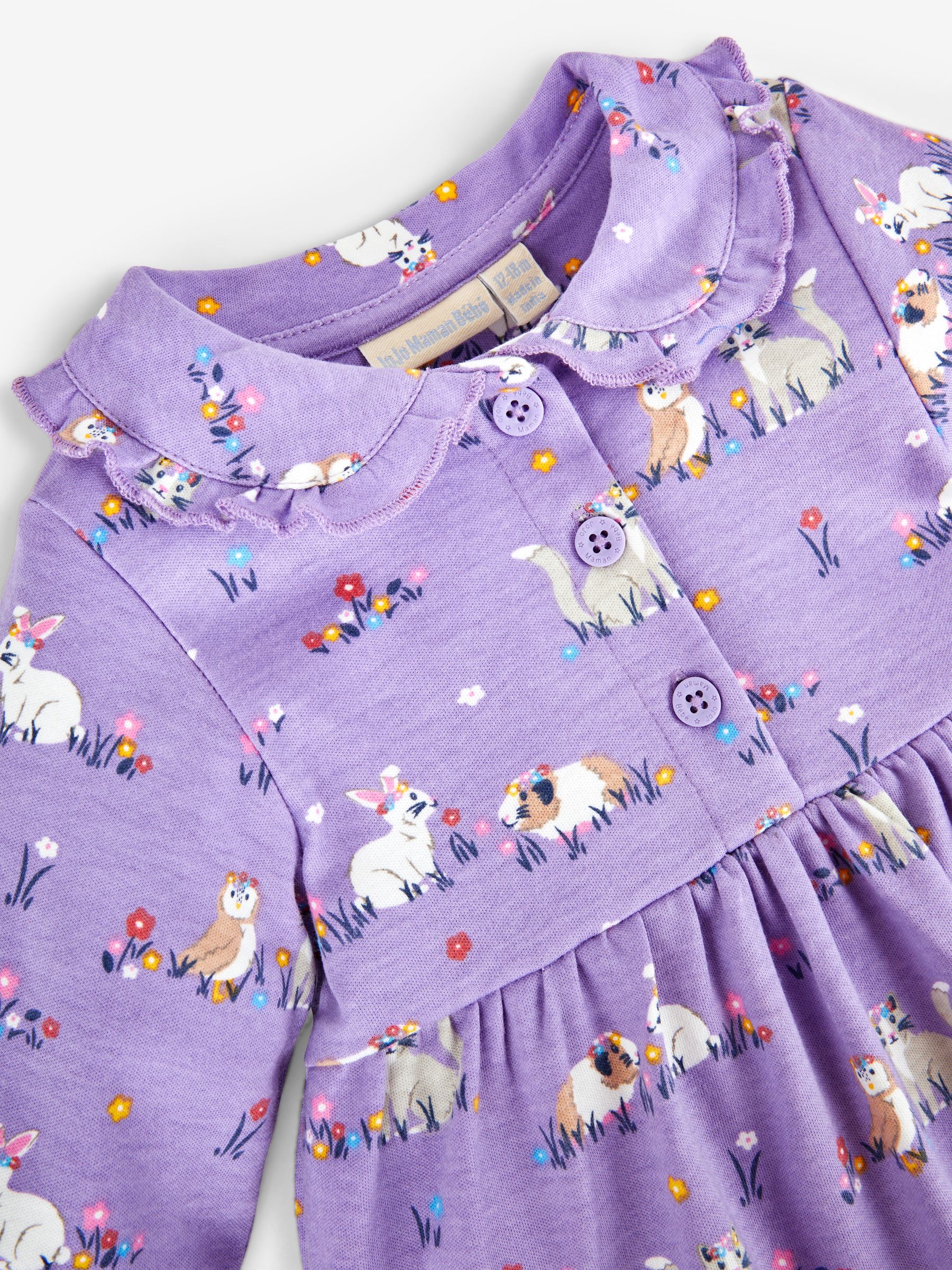 Lilac Girls' Animal Friends Button Front Dress With Collar - Image 2 of 3