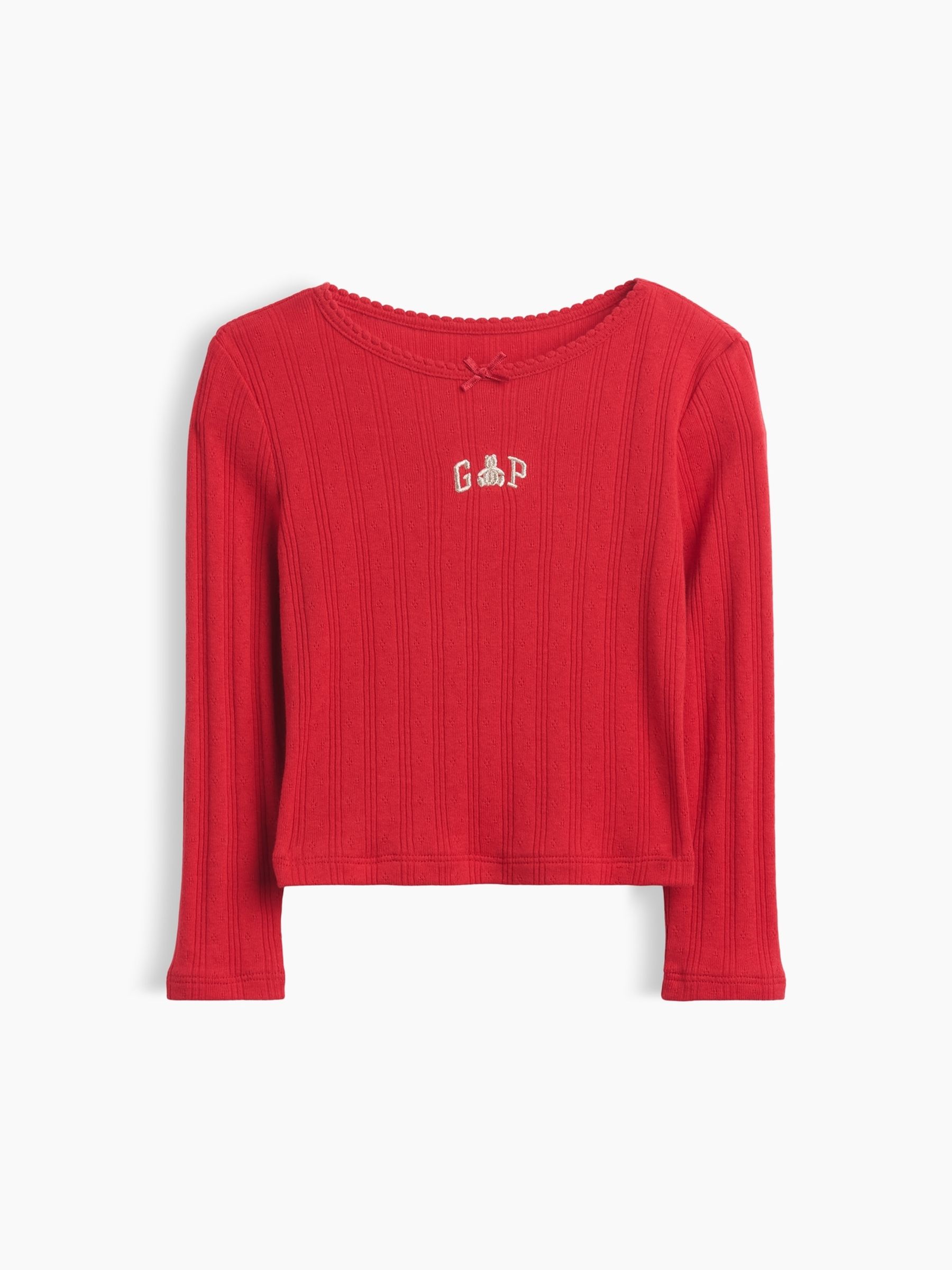 Red Arch Logo Pointelle Long Sleeve T-Shirt - Image 2 of 4