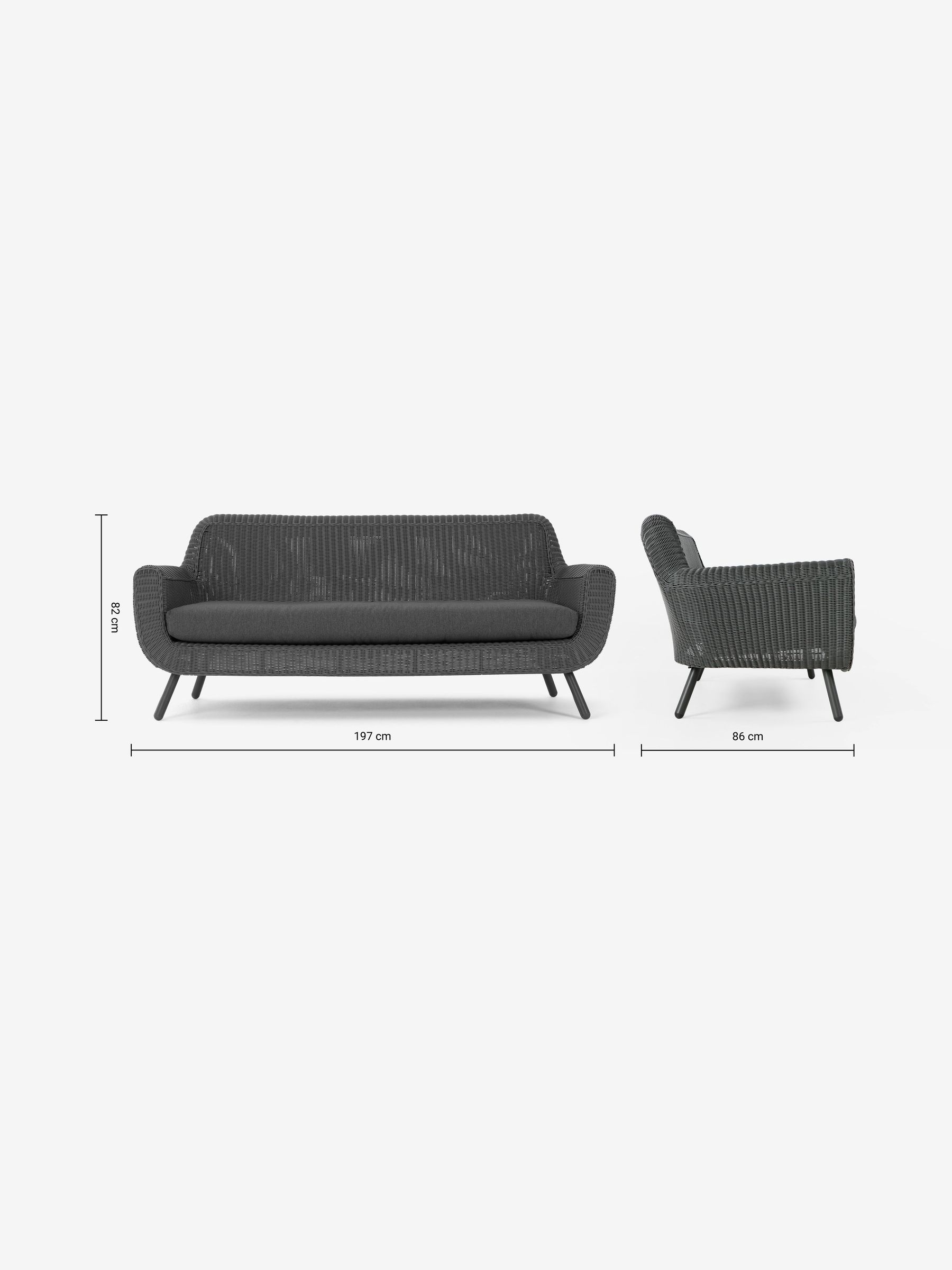 Jonah Garden 3 Seater Sofa Polyrattan in Dark Grey - Image 8 of 8