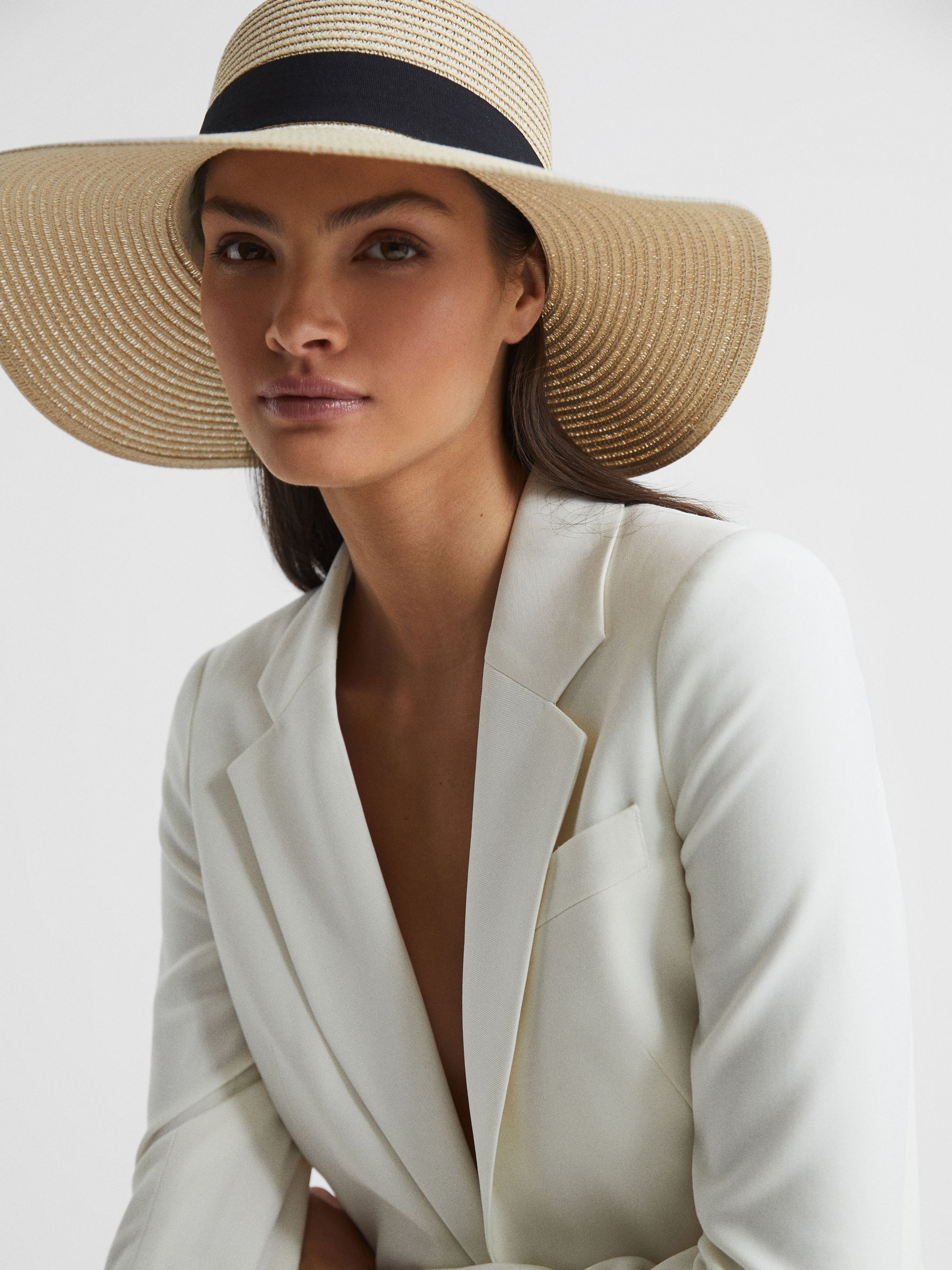 Woven Wide Brim Hat in Natural - Image 2 of 5