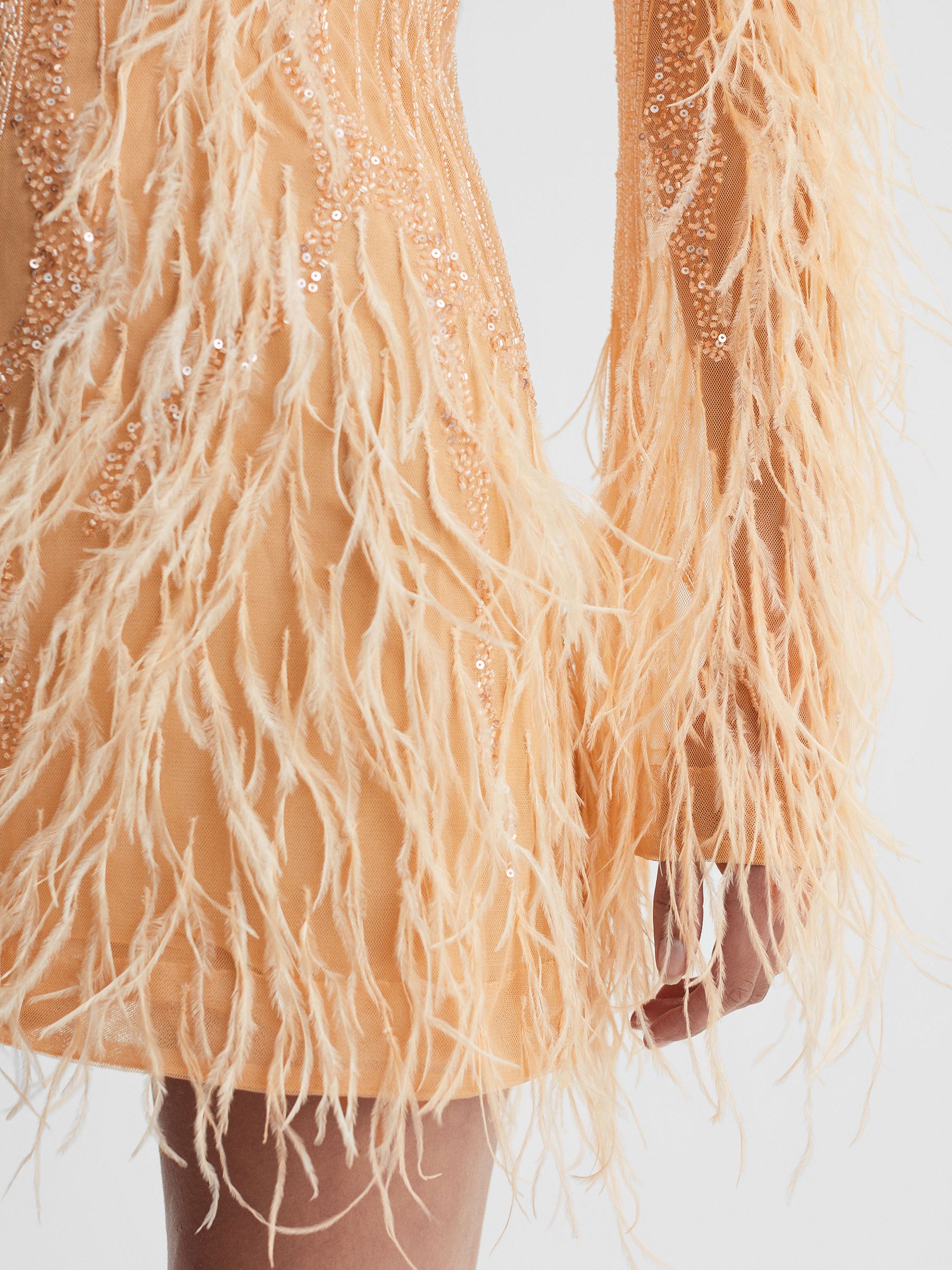 Rachel Gilbert Embellished Feather Mini Dress in Blush - Image 4 of 7