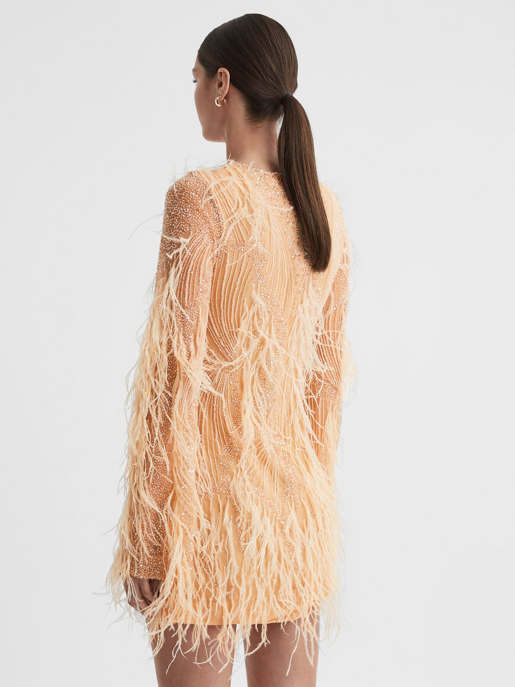 Rachel Gilbert Embellished Feather Mini Dress in Blush - Image 5 of 7