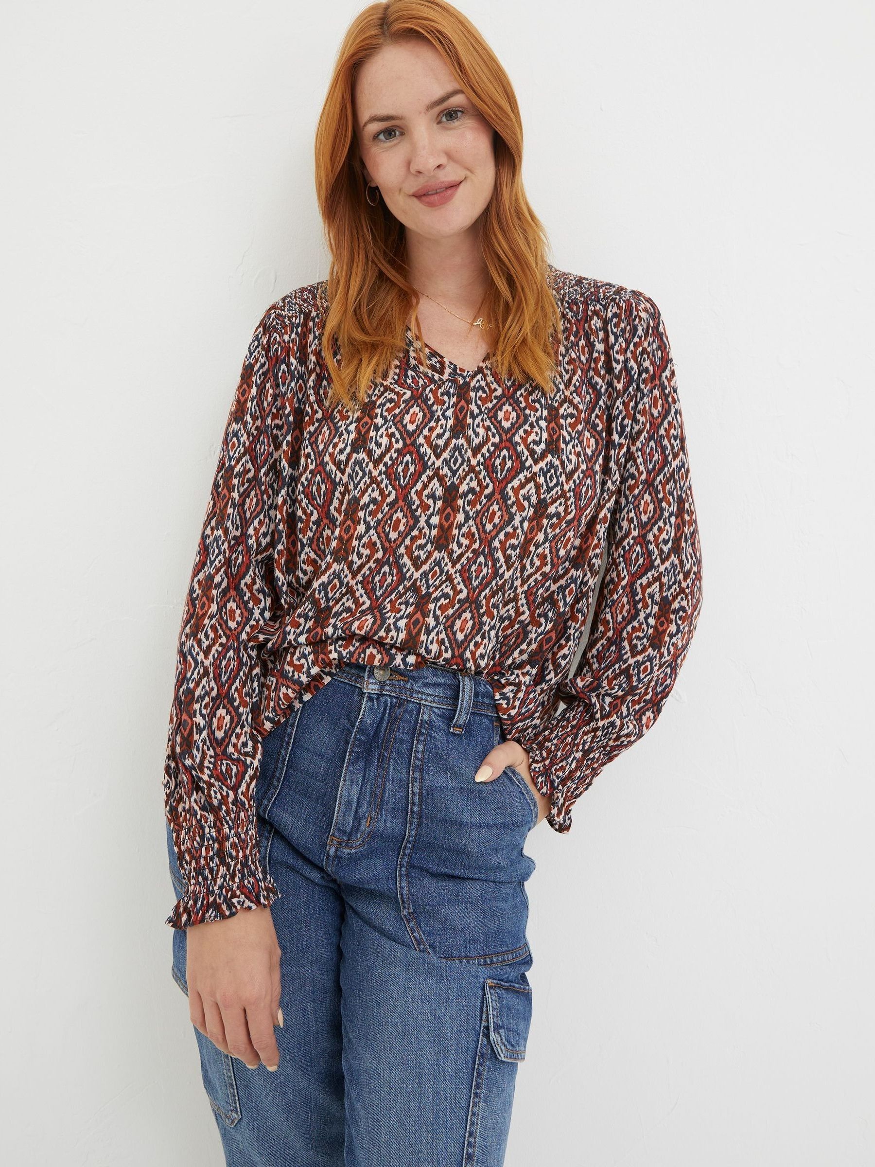 Brown Patsy Ikat Geo Tunic - Image 1 of 4
