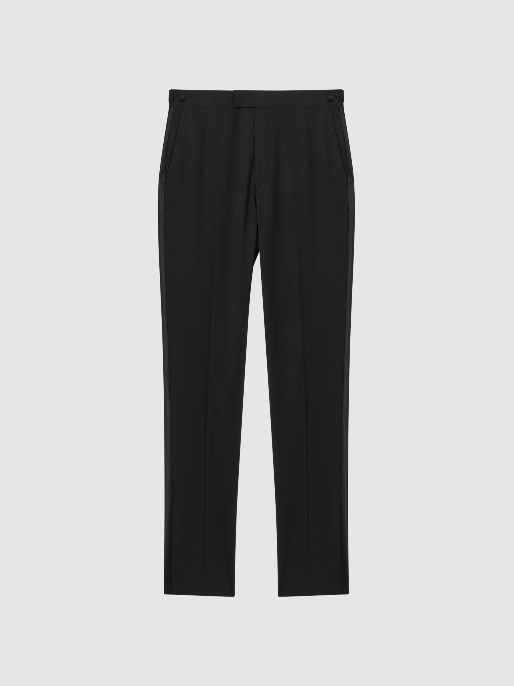 Satin Trim Modern Fit Tuxedo Trousers in Black - Image 2 of 6