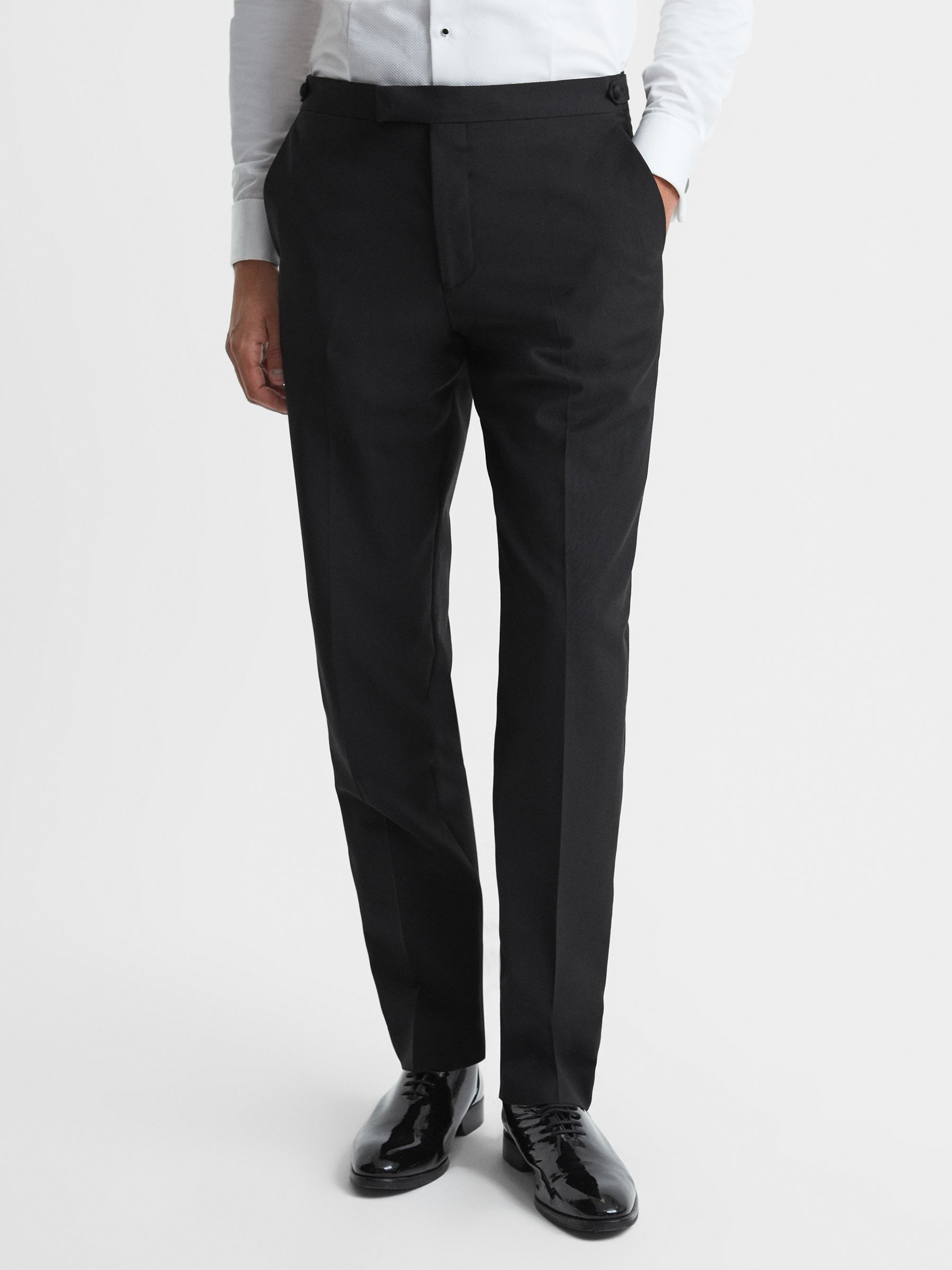 Satin Trim Modern Fit Tuxedo Trousers in Black - Image 4 of 6