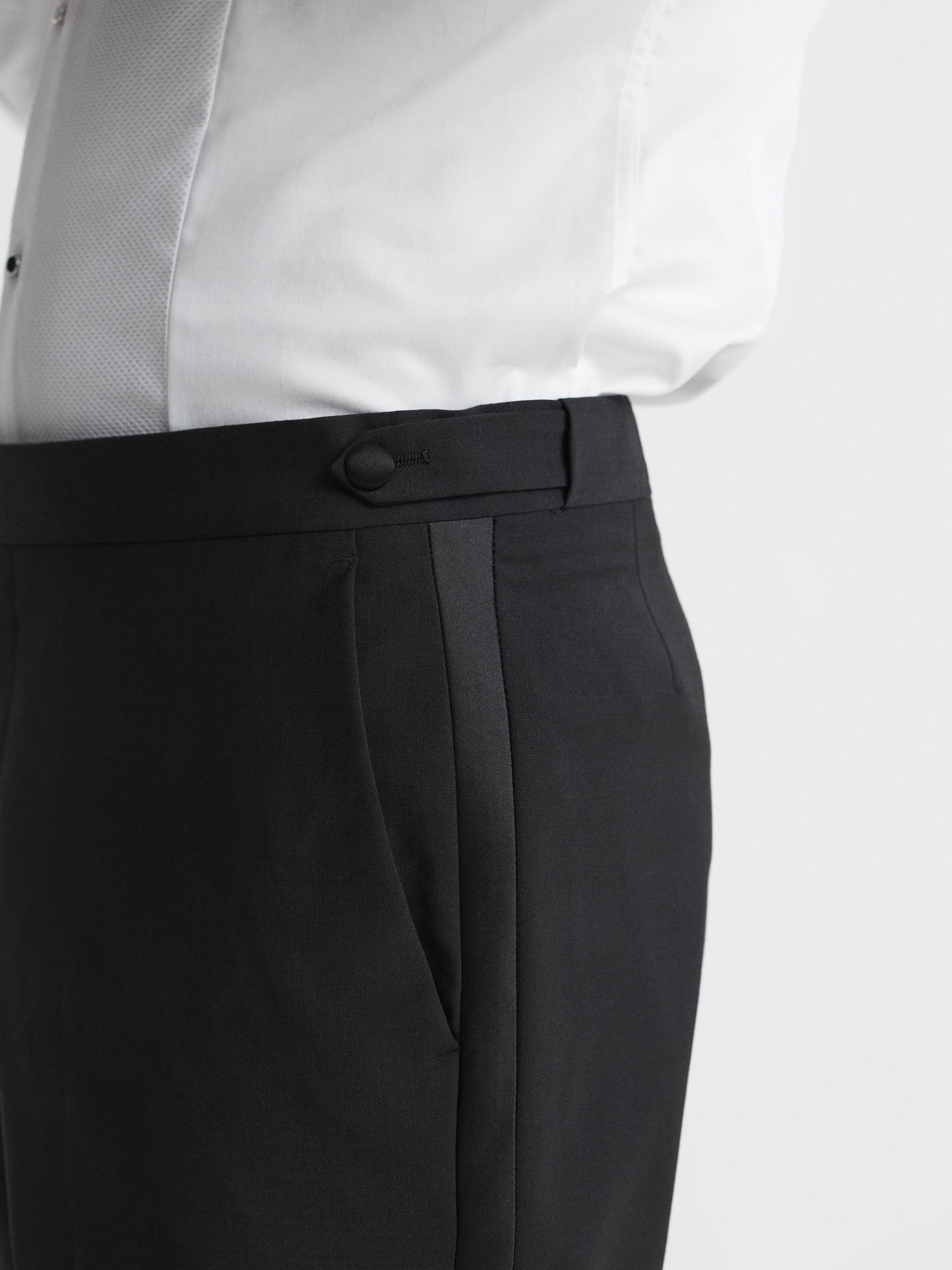 Satin Trim Modern Fit Tuxedo Trousers in Black - Image 5 of 6