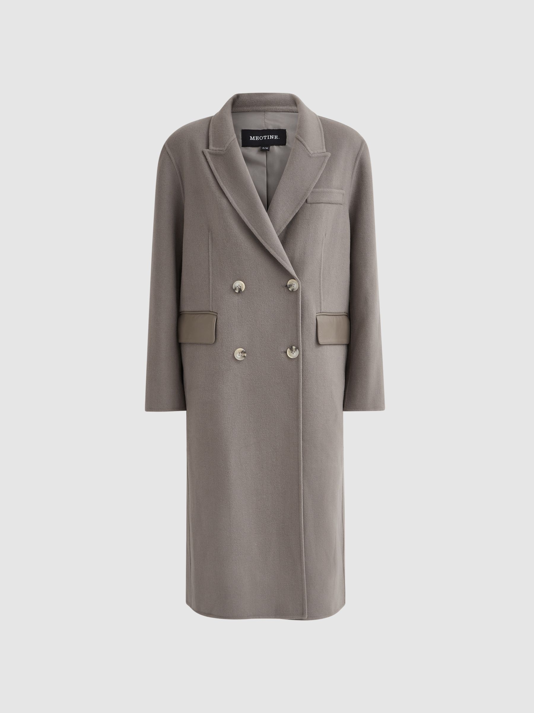 Meotine Beige Wool Mid Length Coat in Beige - Image 2 of 7