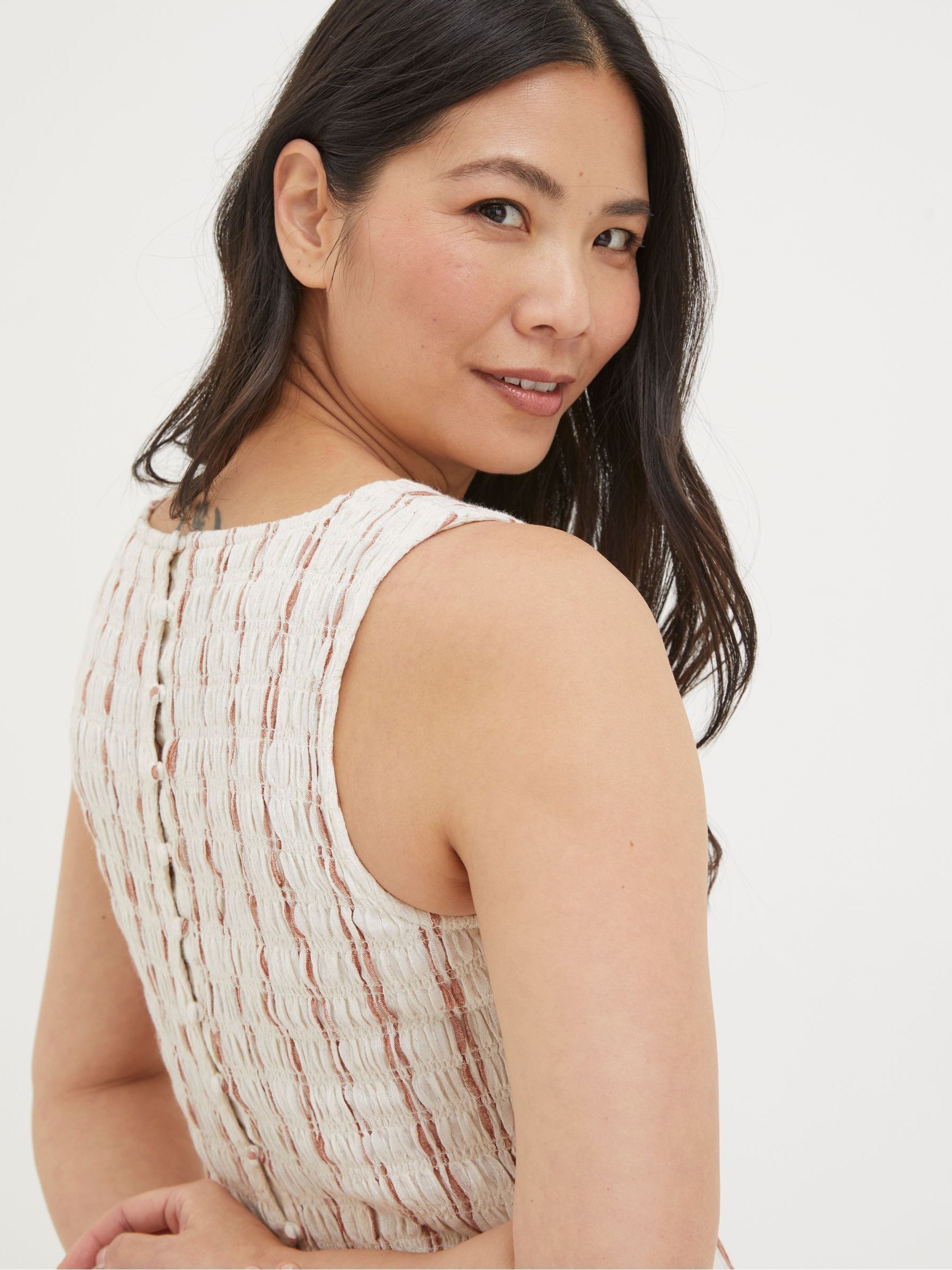 Aria Natural Stripe Midi Dress With Linen - Image 5 of 7