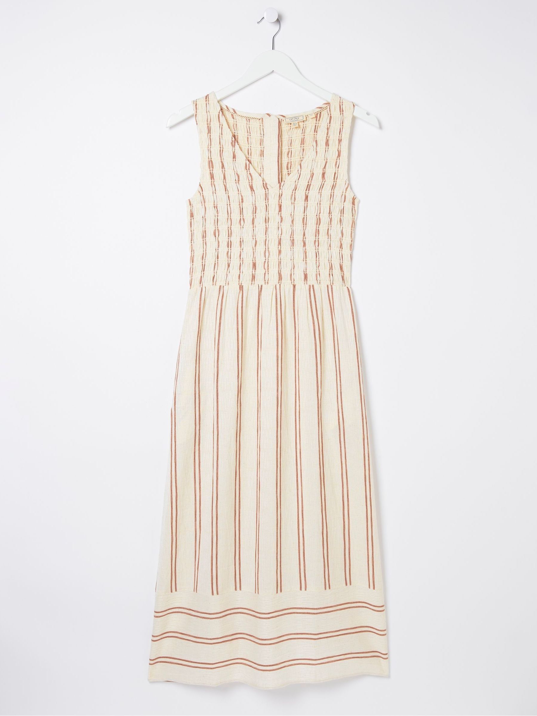 Aria Natural Stripe Midi Dress With Linen - Image 6 of 6