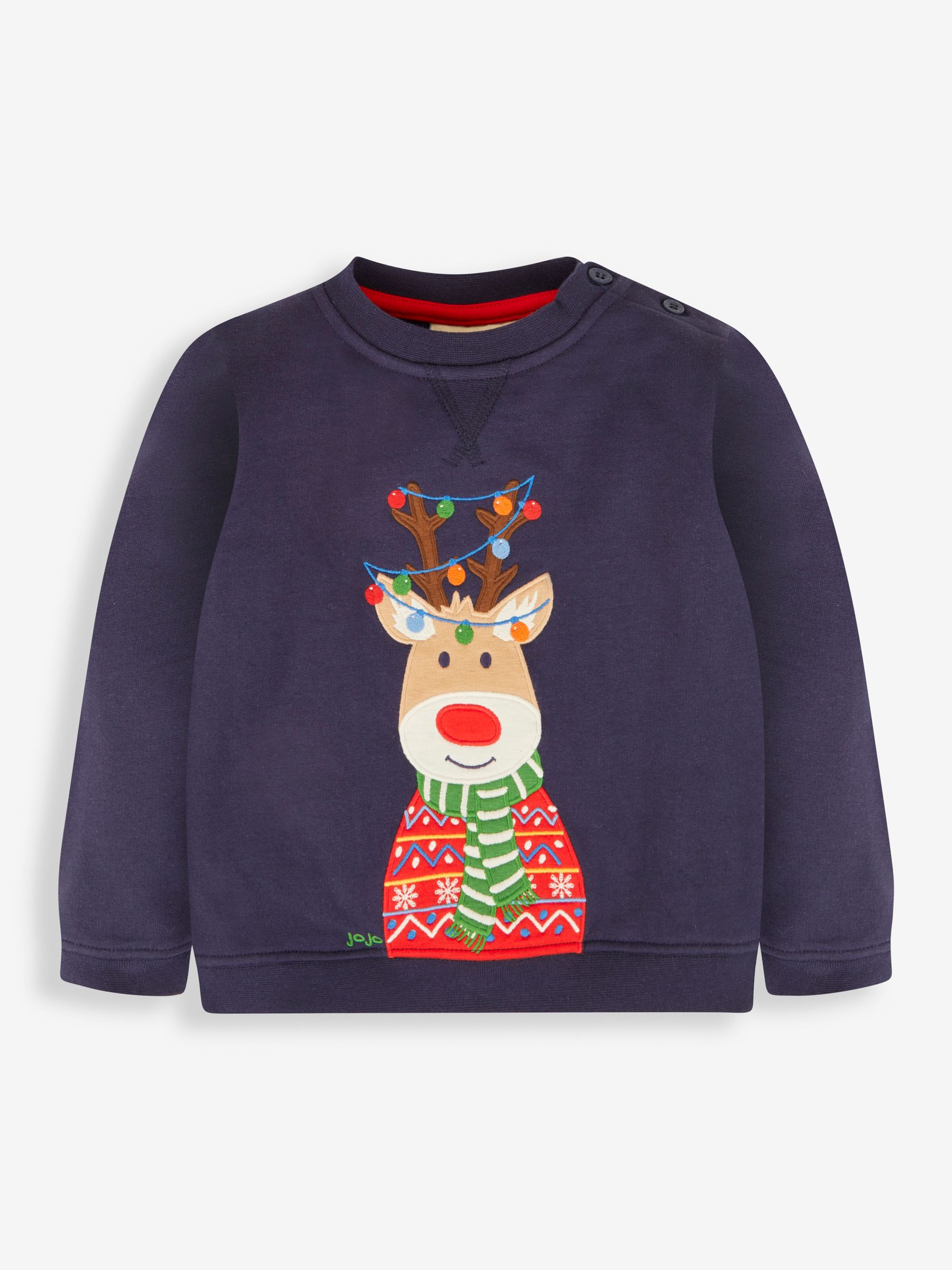 Navy Blue Reindeer Appliqué Sweatshirt - Image 1 of 3