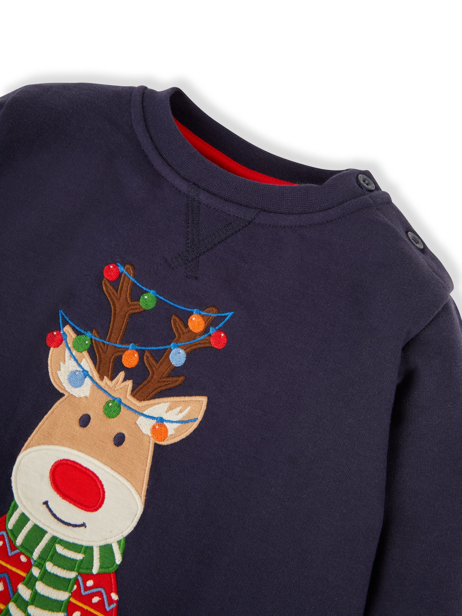 Navy Blue Reindeer Appliqué Sweatshirt - Image 2 of 3