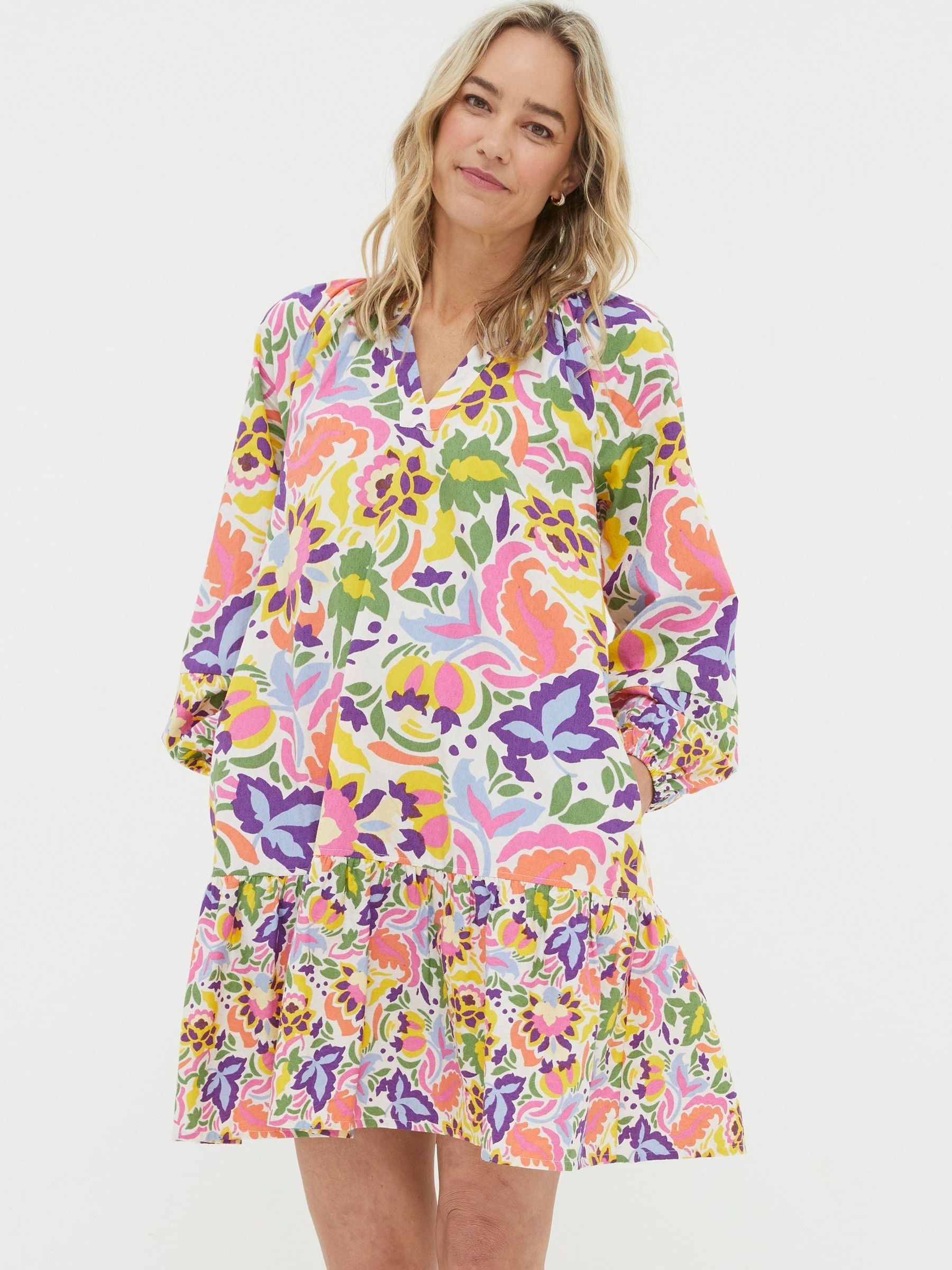 Yellow Art Floral Tunic?Dress - Image 1 of 6