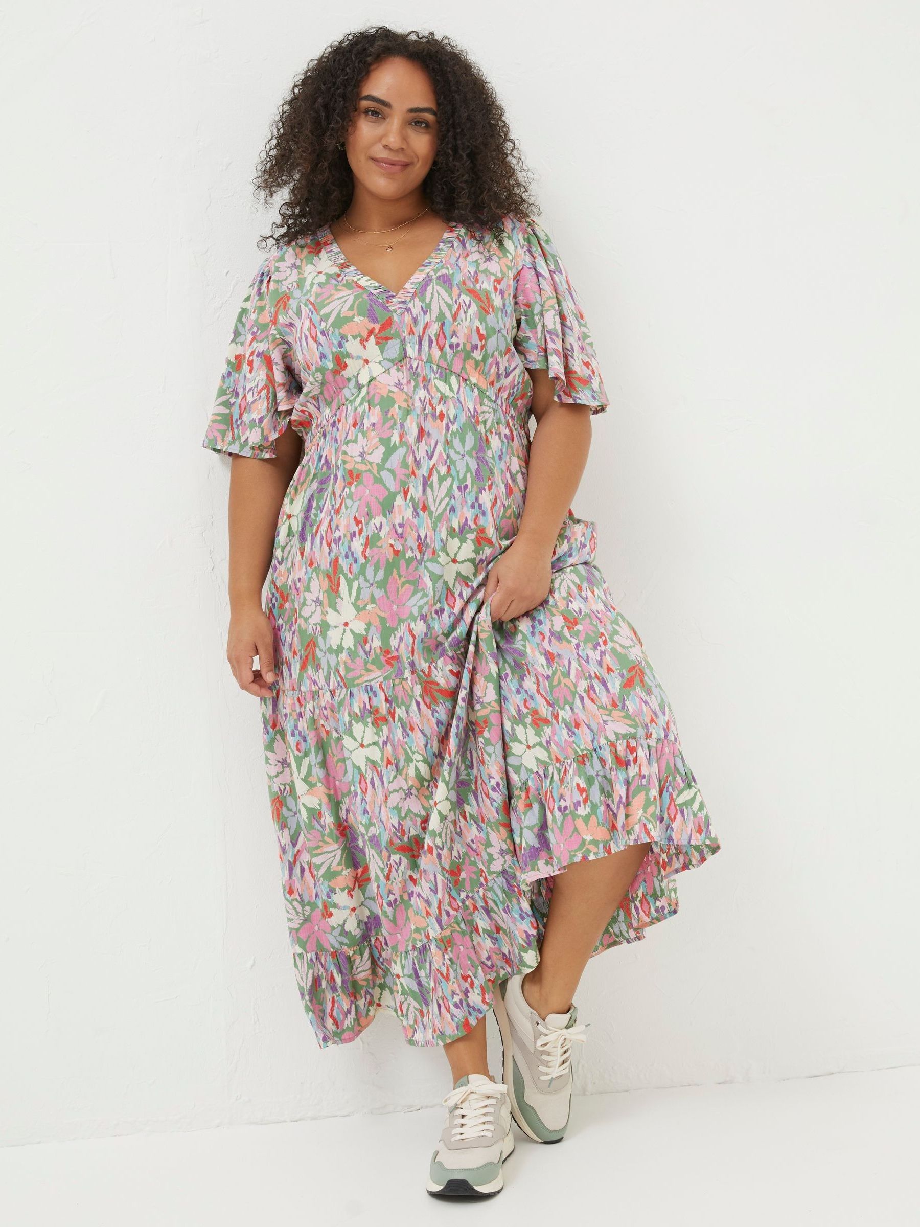 fat face green floral dress Regular Dress in Green Dot Floral