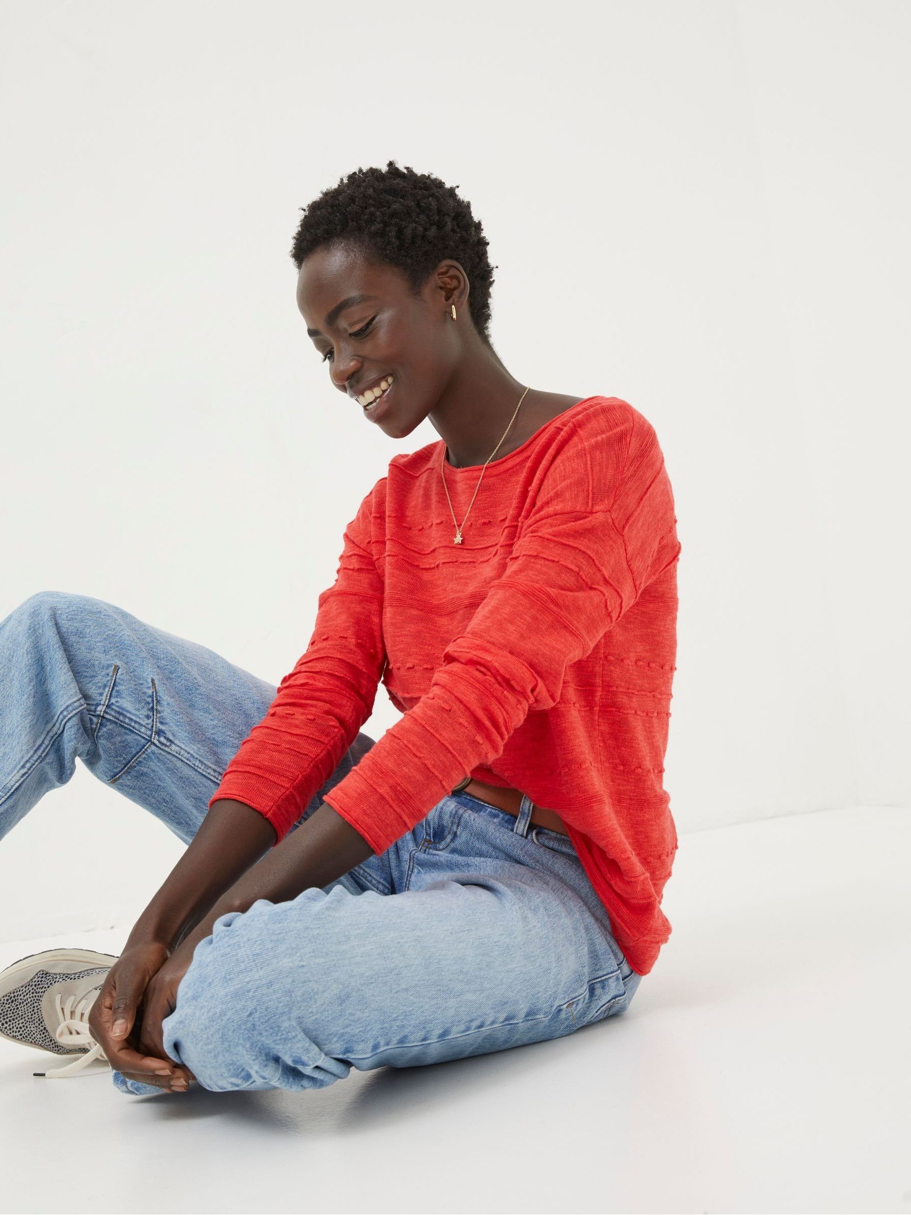 Isabelle Red Cotton Linen Jumper - Image 3 of 5