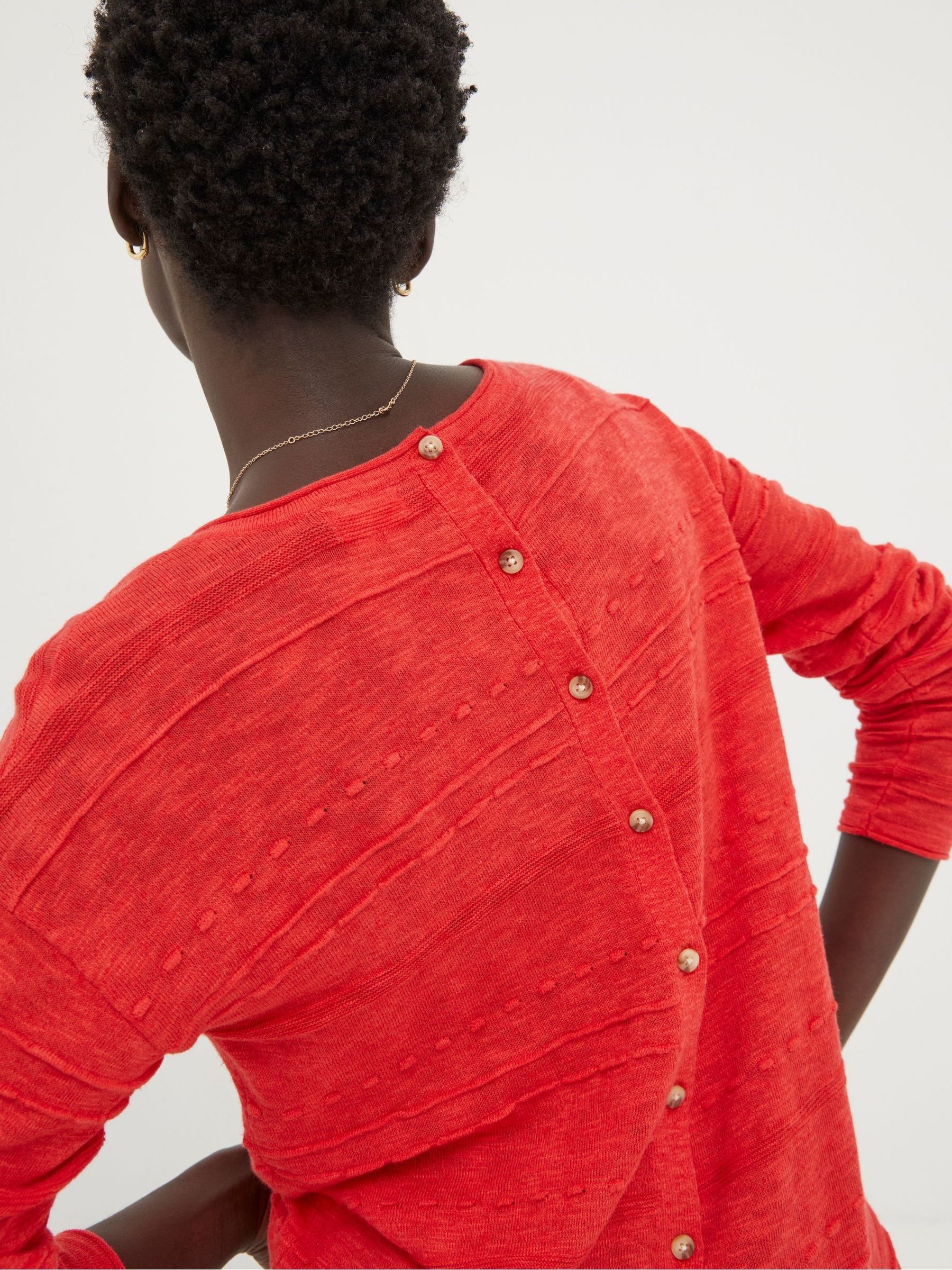 Isabelle Red Cotton Linen Jumper - Image 4 of 5