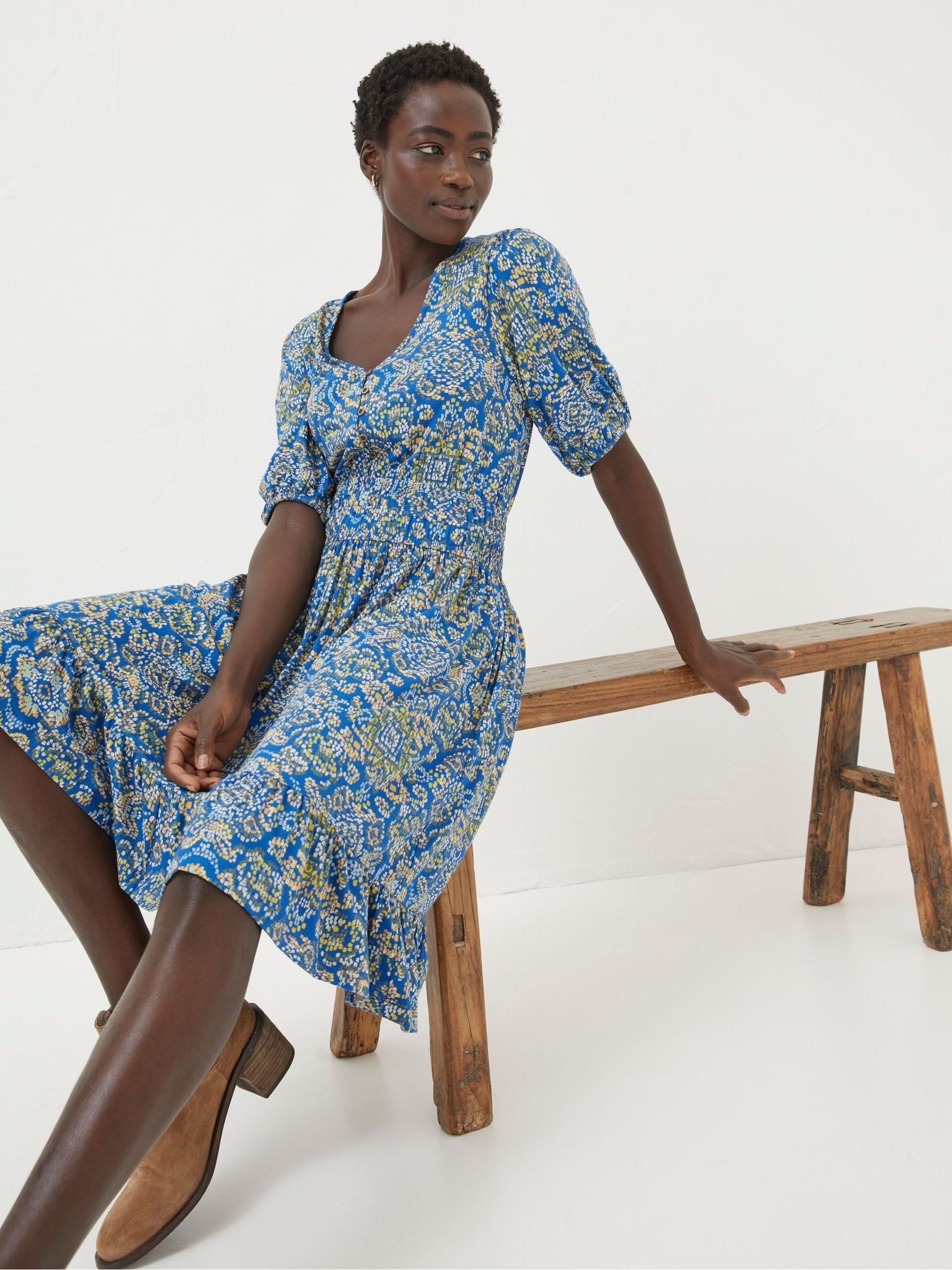 Blue Lottie Aztec Texture Jersey Dress - Image 4 of 6