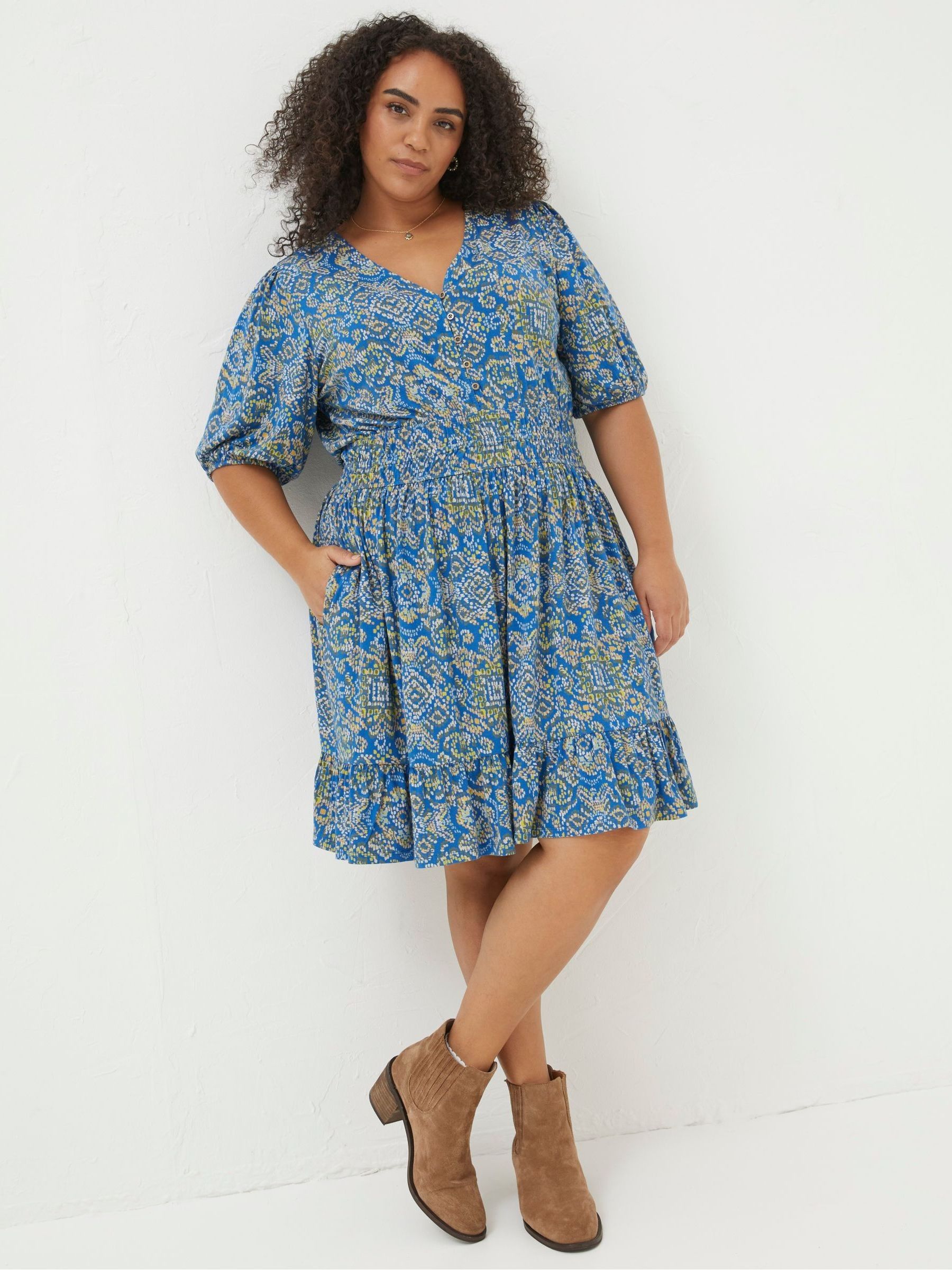 Blue Lottie Aztec Texture Jersey Dress - Image 5 of 6