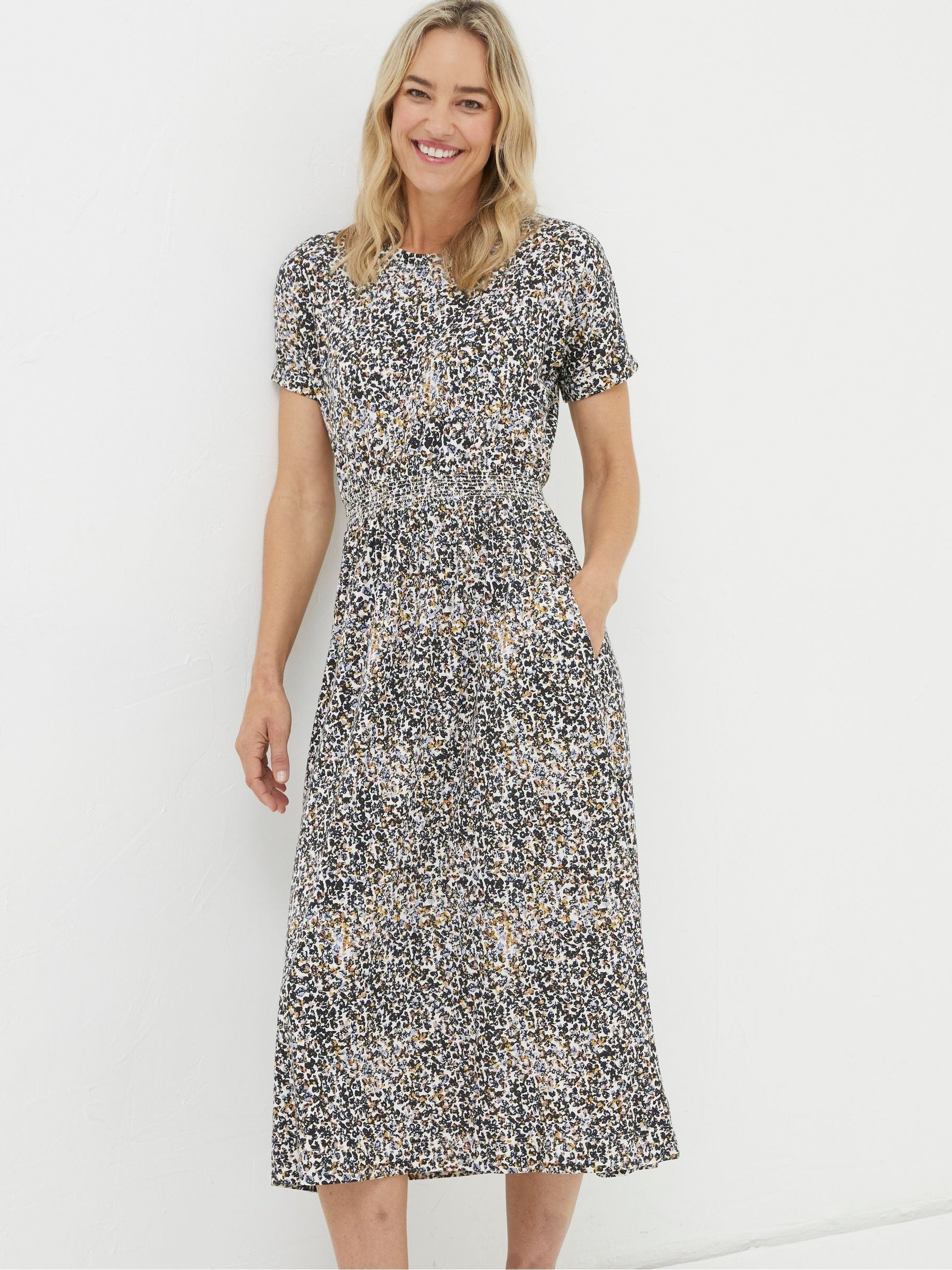 Natural Navi Dappled Spot Jersey Dress - Image 1 of 6