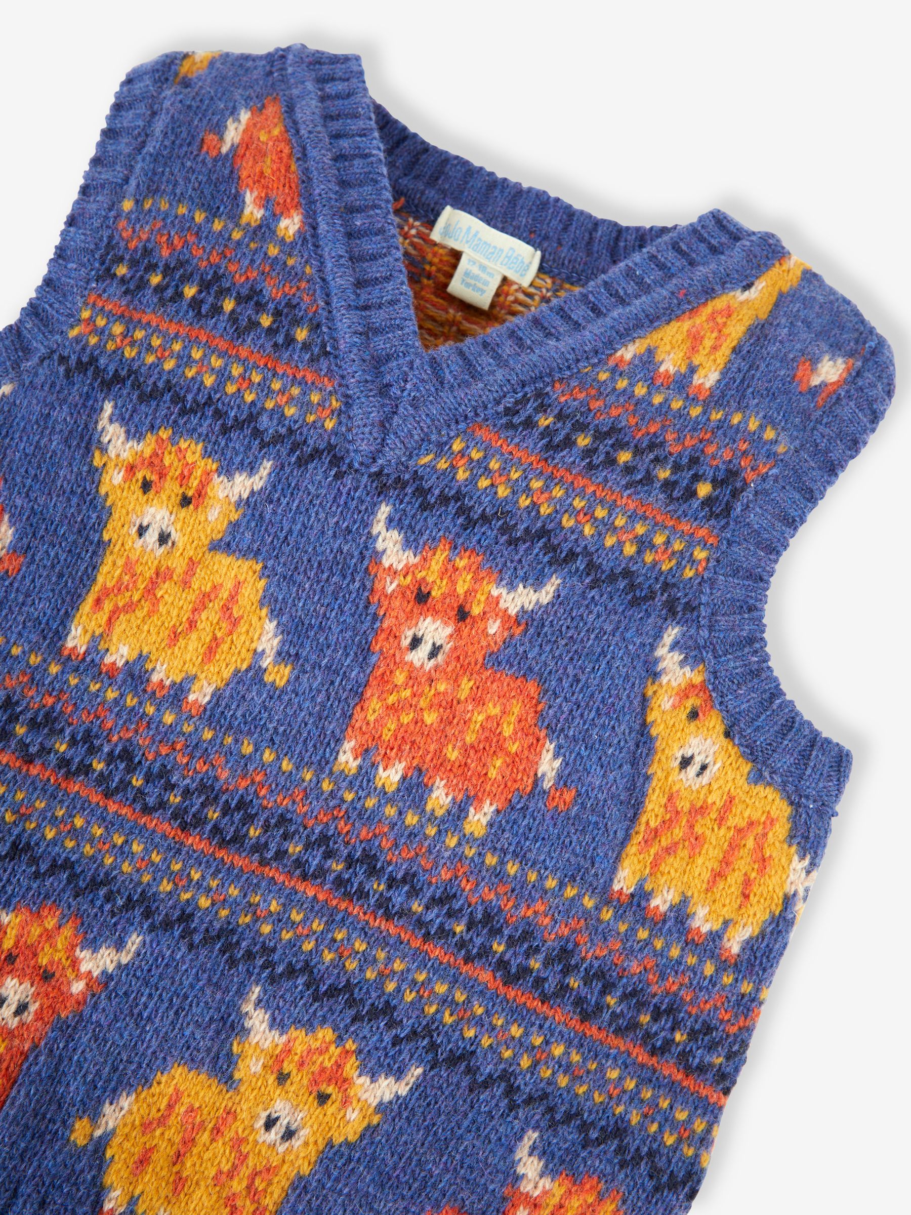 Indigo Blue Highland Cow Fairisle Pattern Tank Top - Image 2 of 2