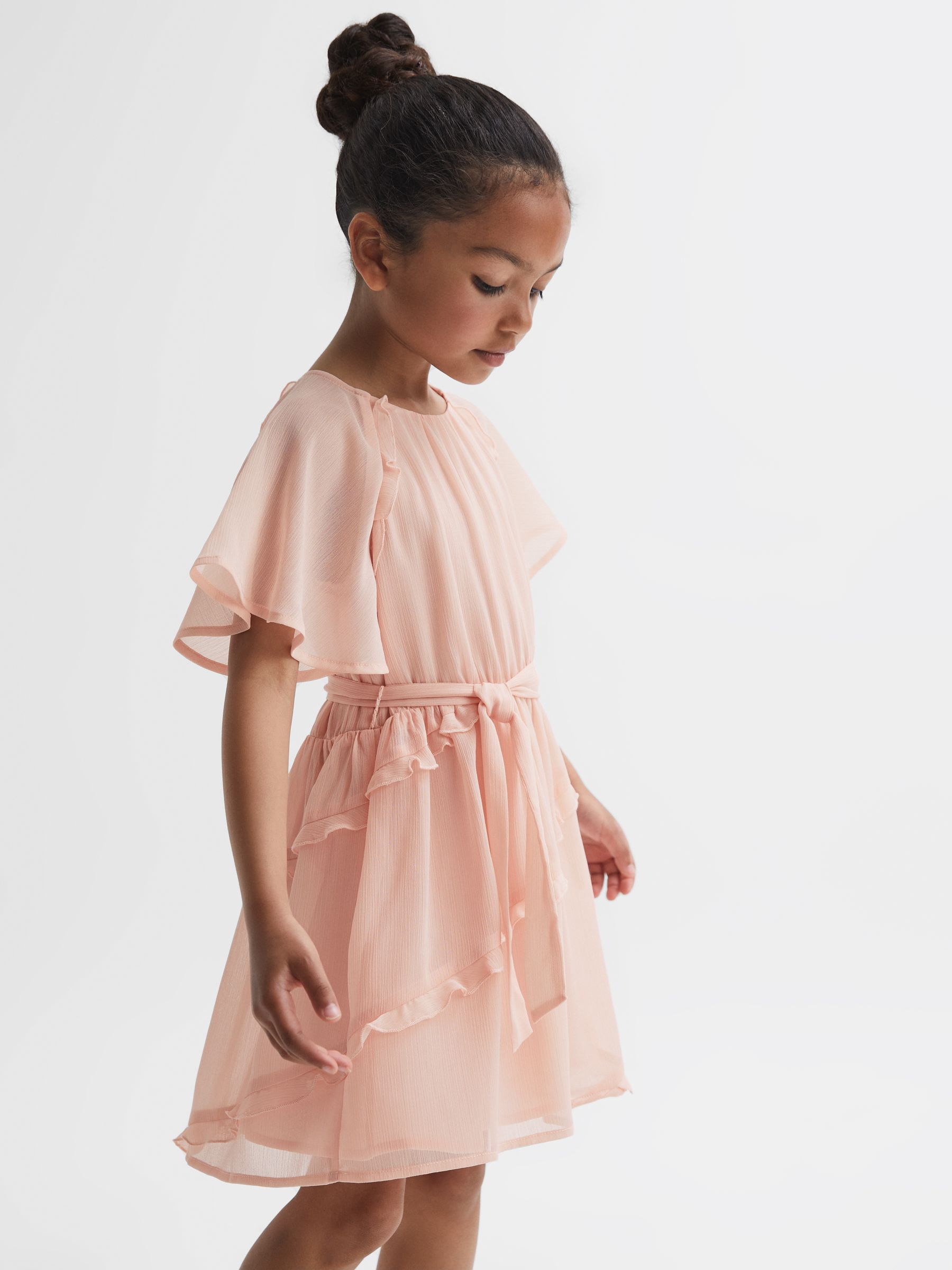 Belted Frill Dress in Pink - Image 3 of 6