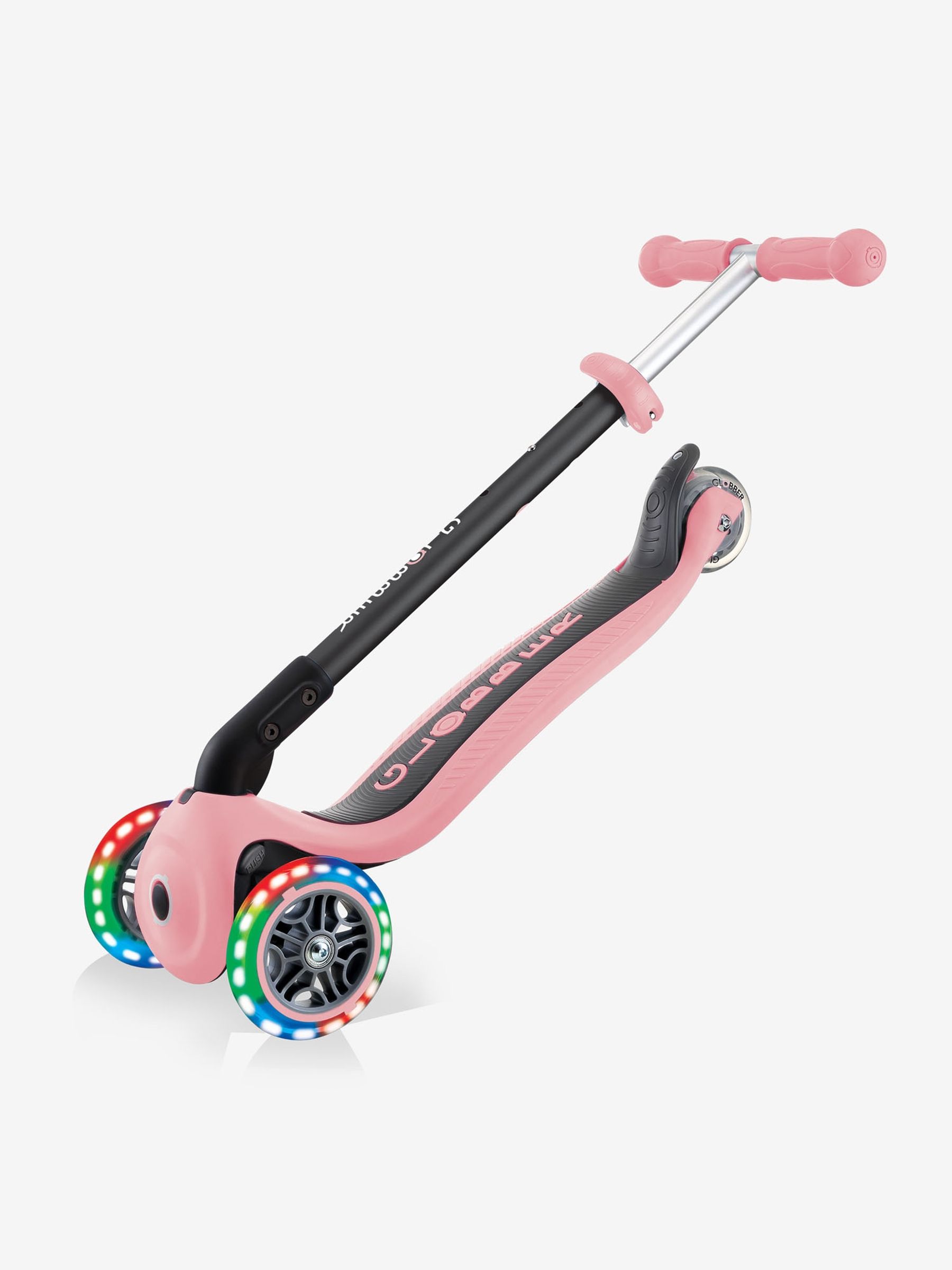 Pastel Pink Globber Go.Up Foldable Lights Scooter | JoJo Maman Bébé