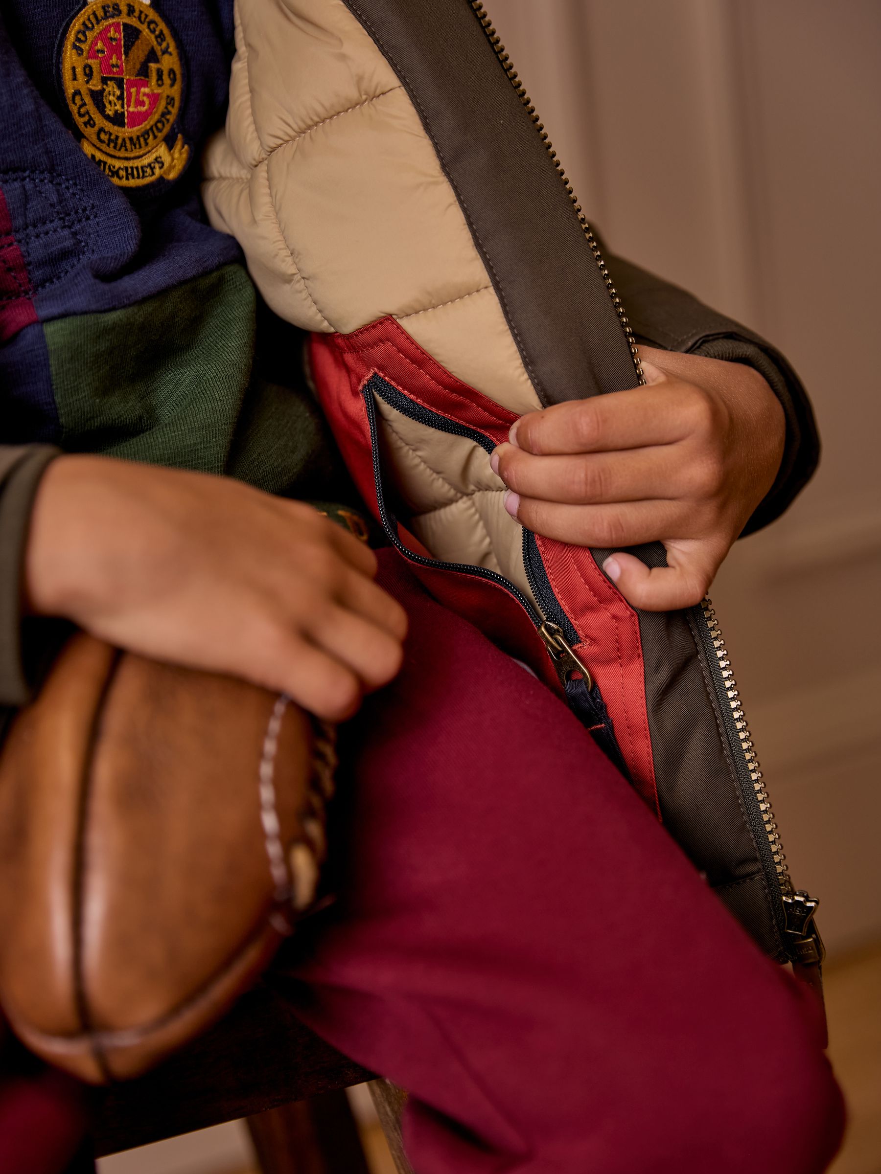 Kids' Ultimate Khaki Green Waterproof Coat with Quilted Lining | Joules