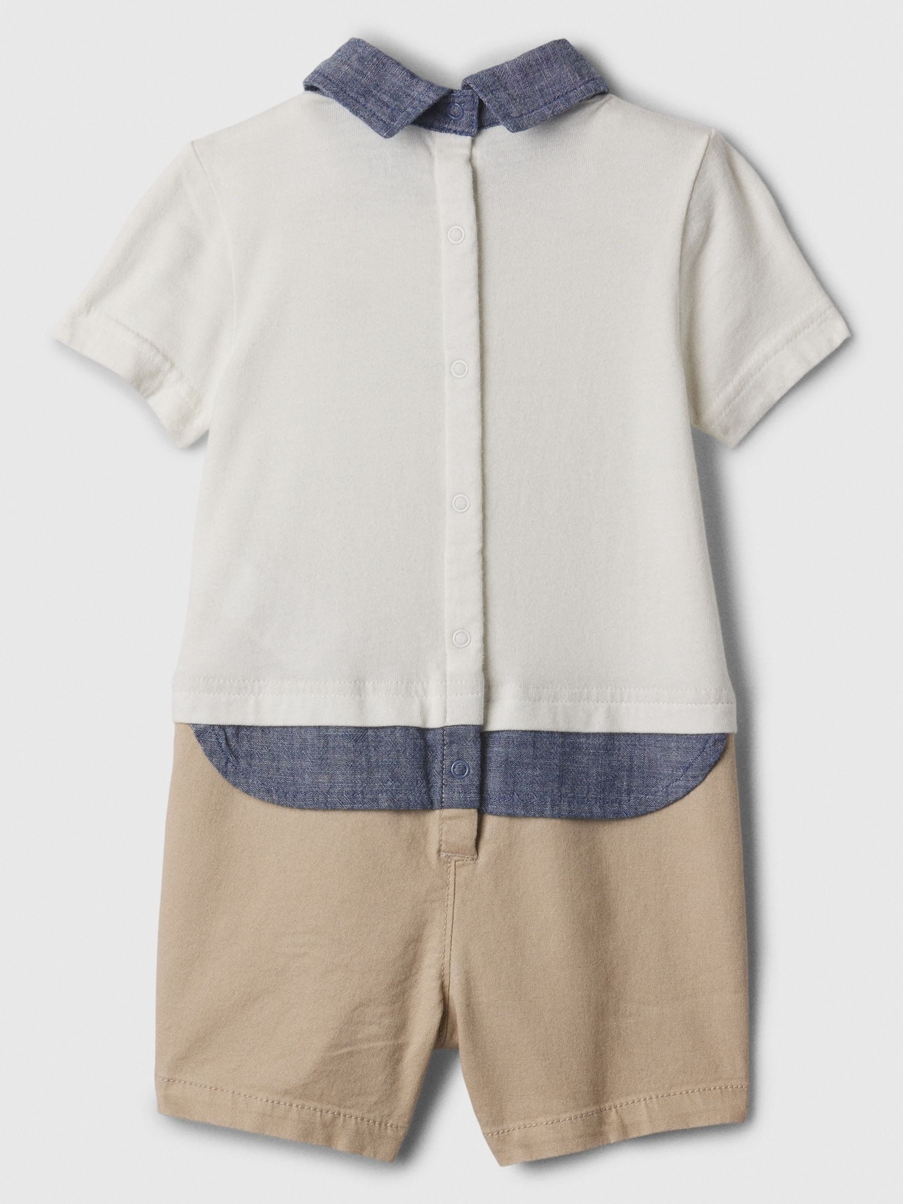White Organic Cotton Brannan Bear Polo Baby Rompersuit (Newborn-24mths) - Image 2 of 3