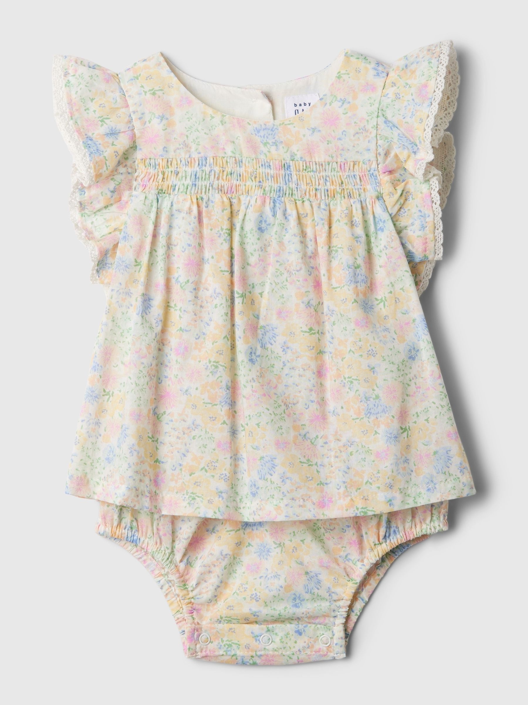 Yellow Print Bubble Flutter Sleeve Dress (Newborn-24mths) - Image 1 of 2