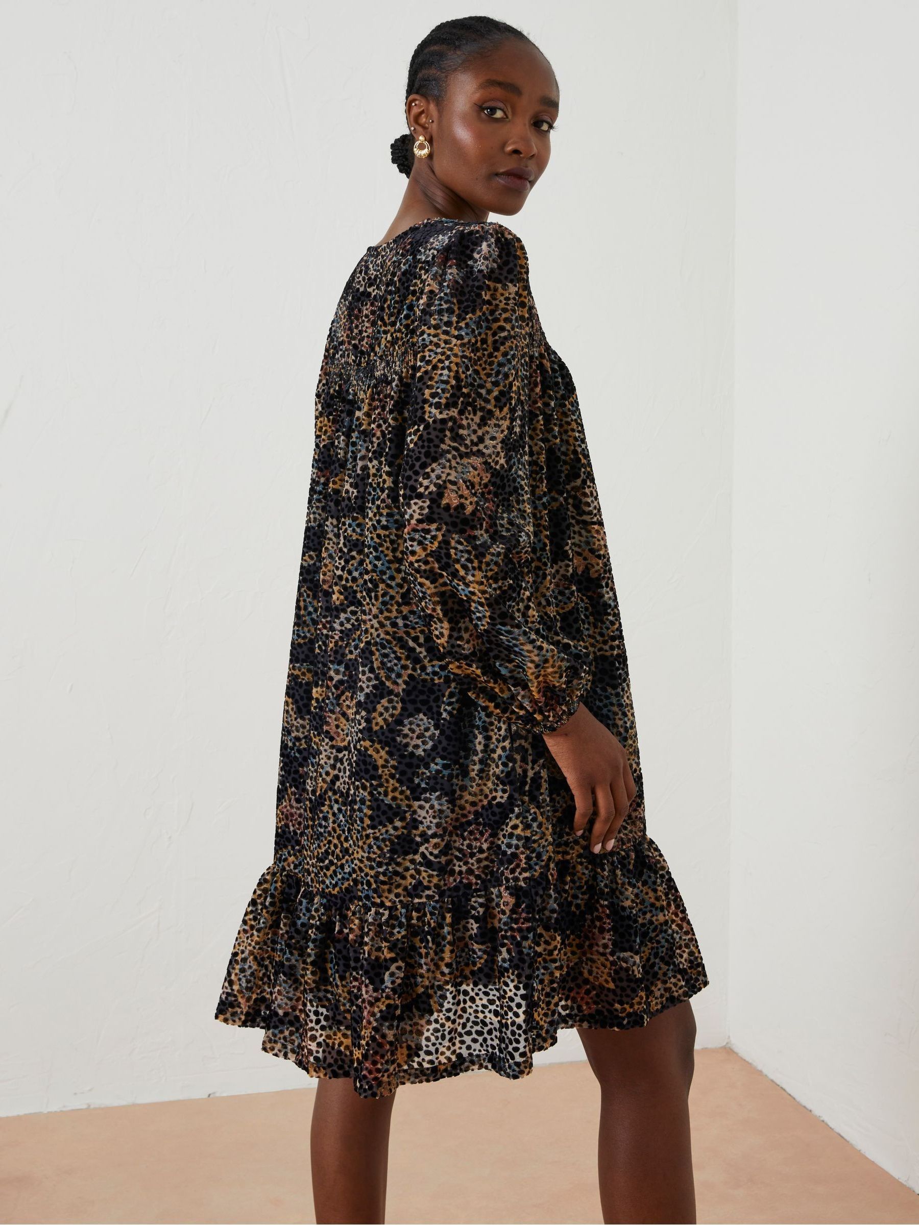 Black Poplar Floral Devore Swing Dress - Image 3 of 7